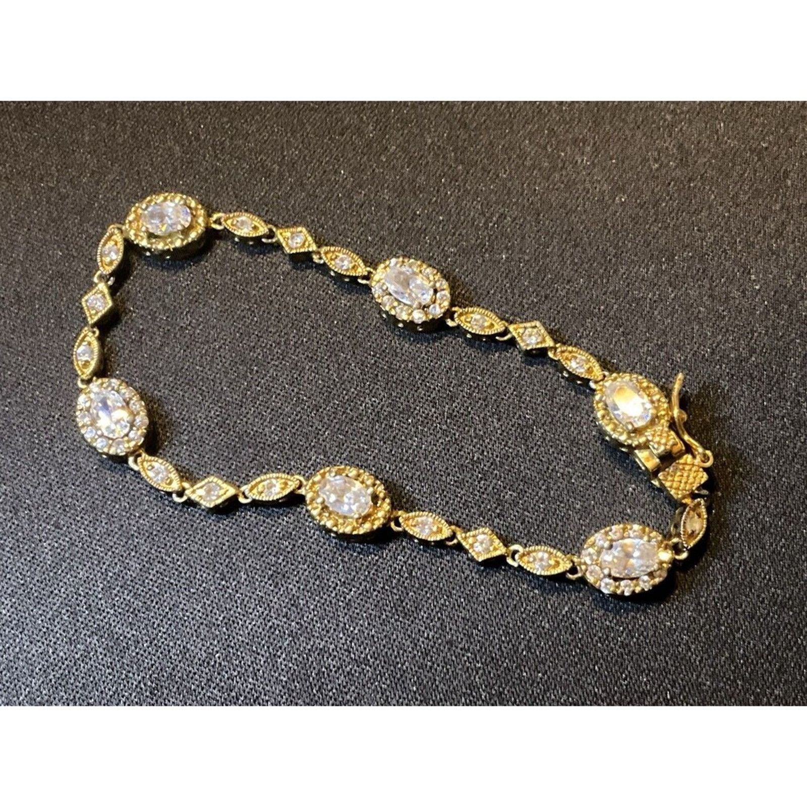 Other 925 Sterling Silver Vermeil Tennis Bracelet Size 6.75 Size ONE SIZE - 1 Thumbnail