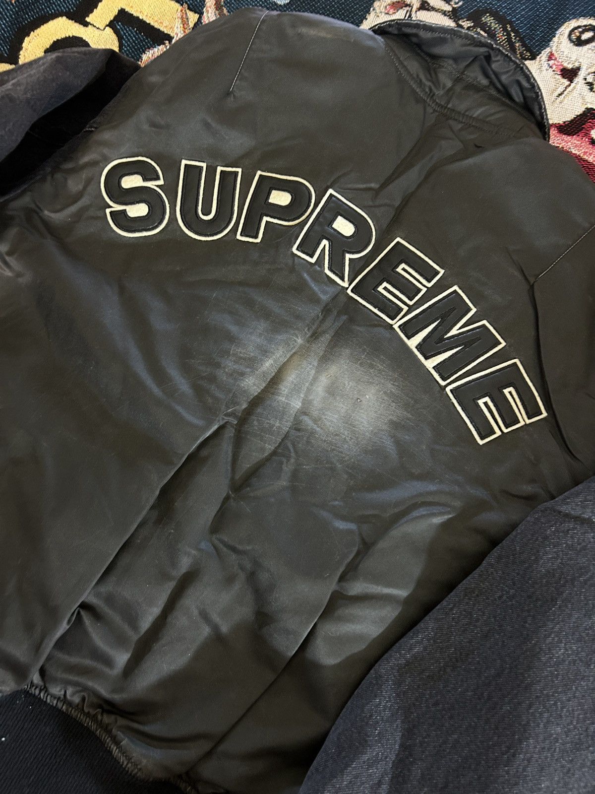 Supreme Supreme denim sleeve ma-1 jacket Size US L / EU 52-54 / 3 - 4 Thumbnail