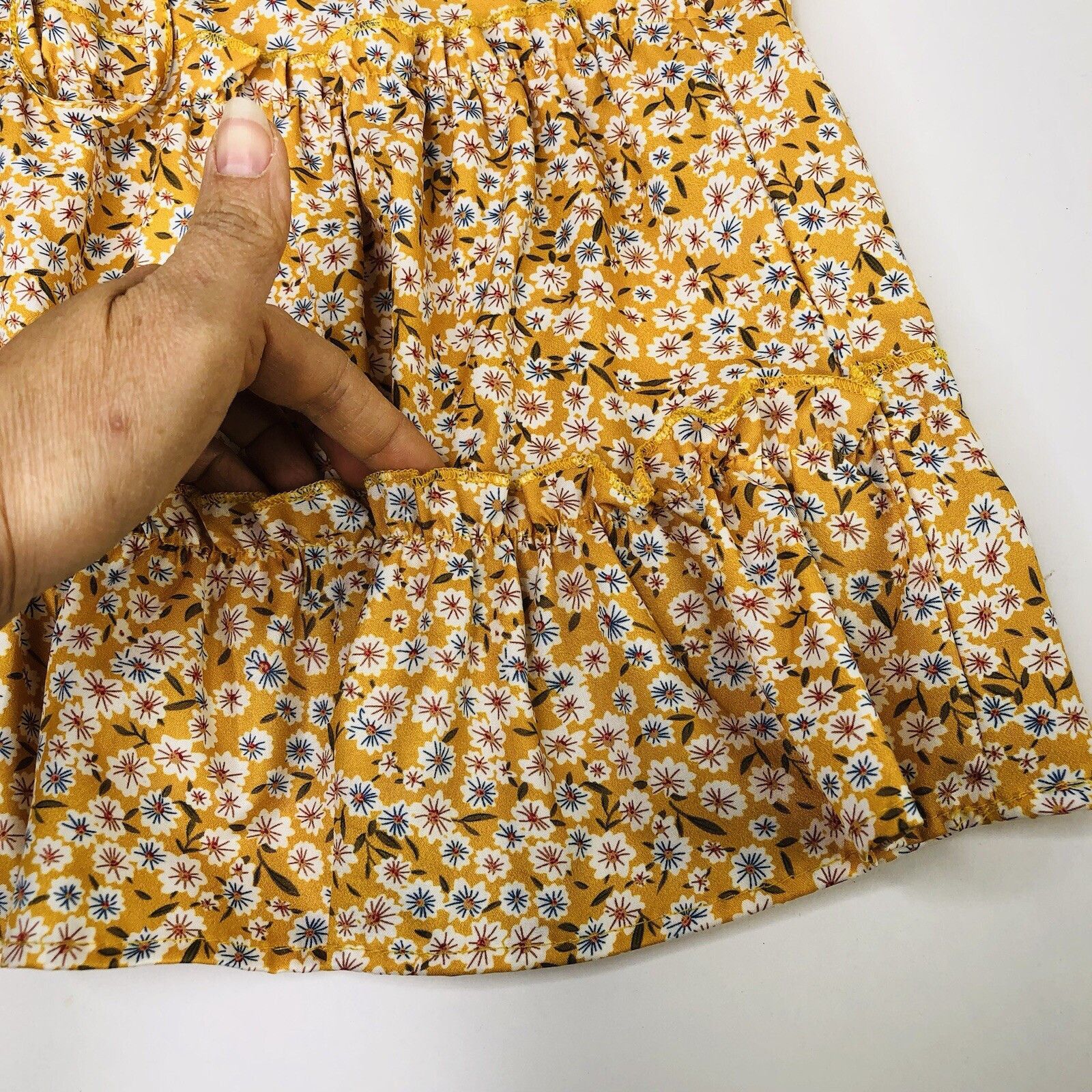 Other Womens Teen Tired Yellow Floral Print Skirt Sz S Elastic Size 27" / US 4 / IT 40 - 5 Thumbnail