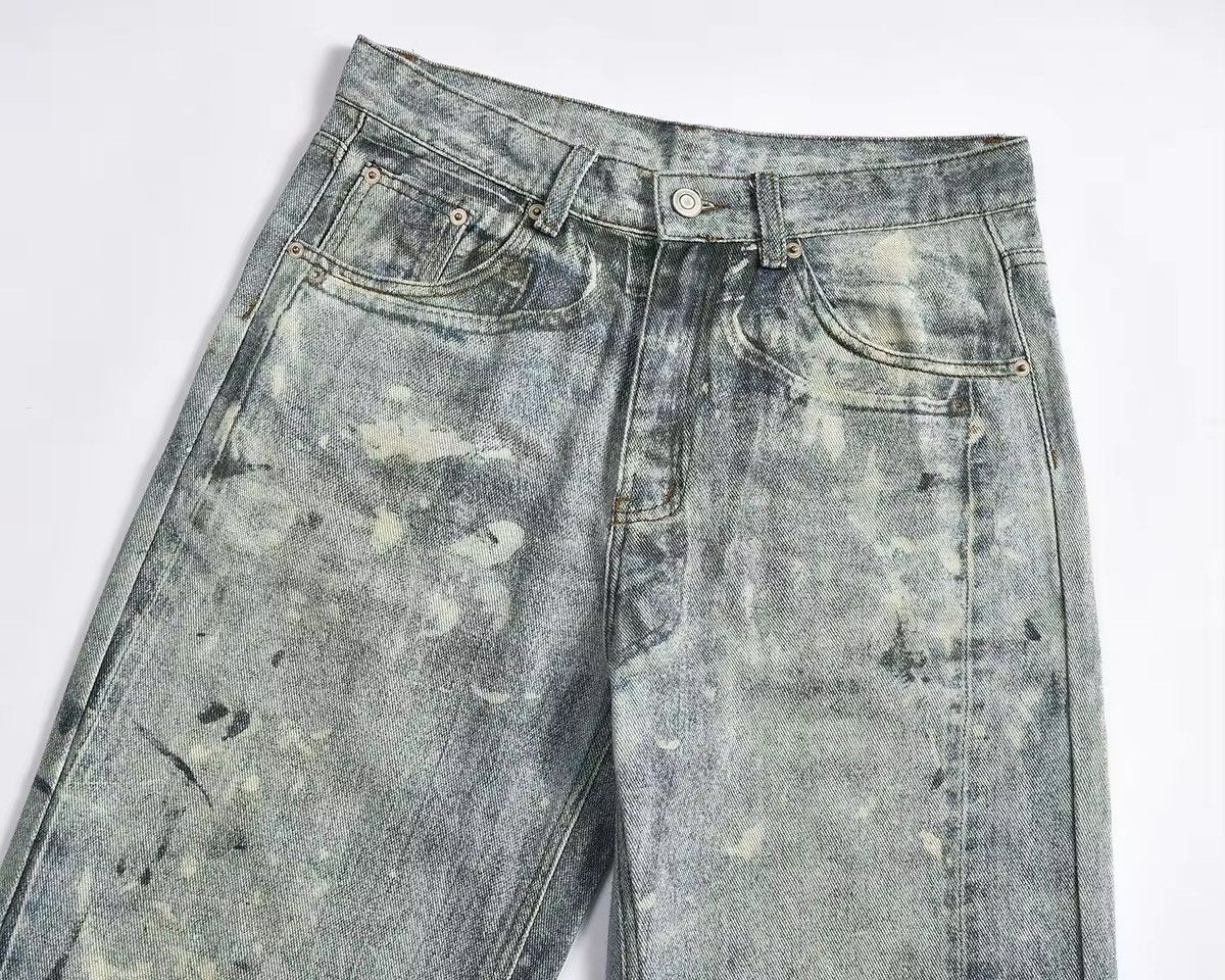 Jean Streetwear Retro Washed Hole Blue Baggy Jeans Size US 35 - 6 Thumbnail