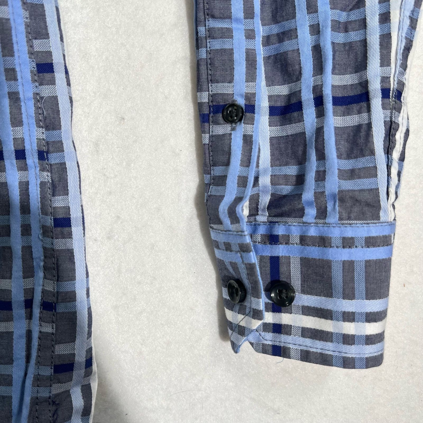 Tasso Elba Tasso Elba Button Shirt Mens Large 16-16.5 Blues White Check Size US M / EU 48-50 / 2 - 5 Thumbnail
