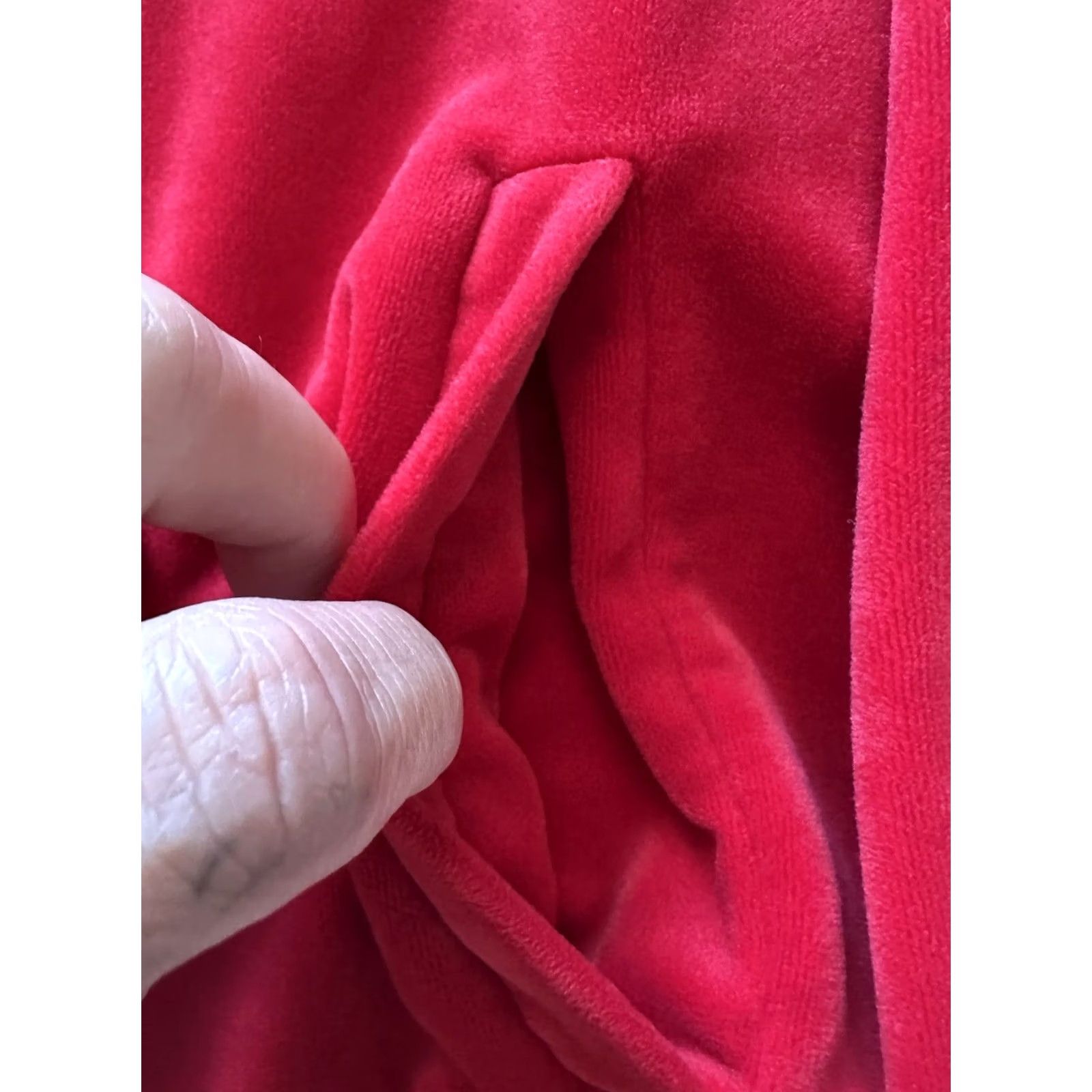 Juicy Couture VINTAGE Juicy Couture Hoodie Full Zip Velour Red XS Rhinestone Spellout 90s Y2K Women’s Small Zip Hoodie) Size XS / US 0-2 / IT 36-38 - 4 Thumbnail