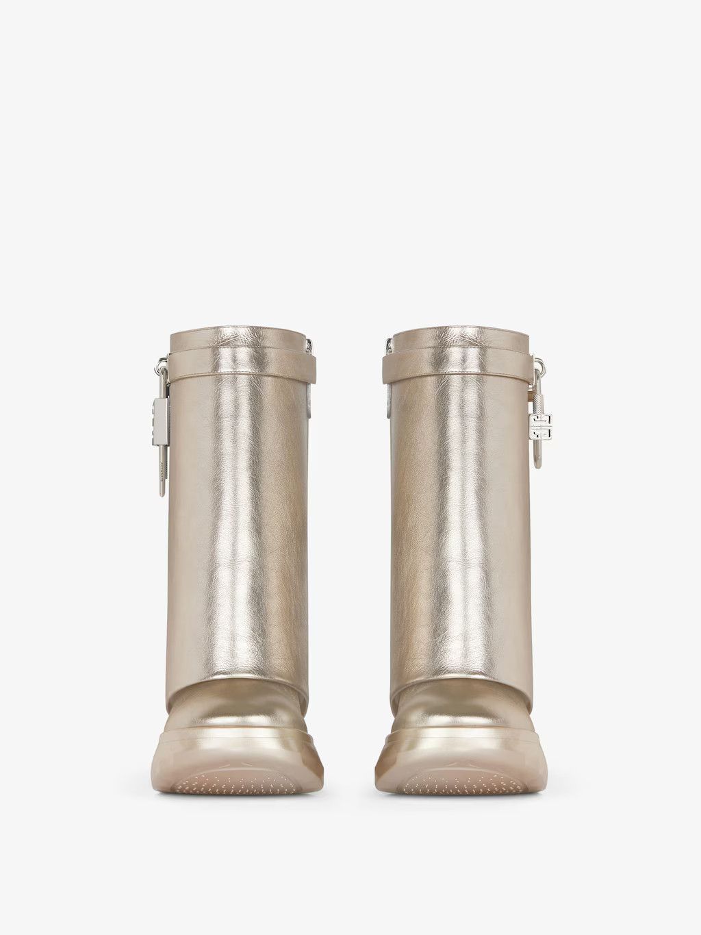 Givenchy o1w1db10525 Shark Lock Biker Ankle Boots in Gold Size US 6 / IT 36 - 4 Thumbnail