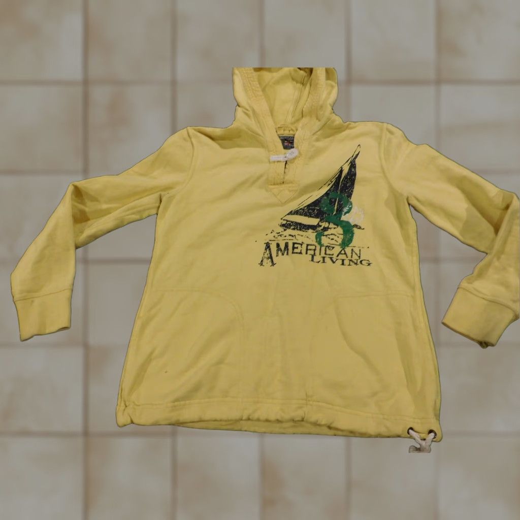 Vintage VINTAGE? No — American Living Sweater Regular Medium Womens Yellow Pullover Mock Neck Knit Cotton Long Sleeve Button Size M / US 6-8 / IT 42-44 - 1 Thumbnail