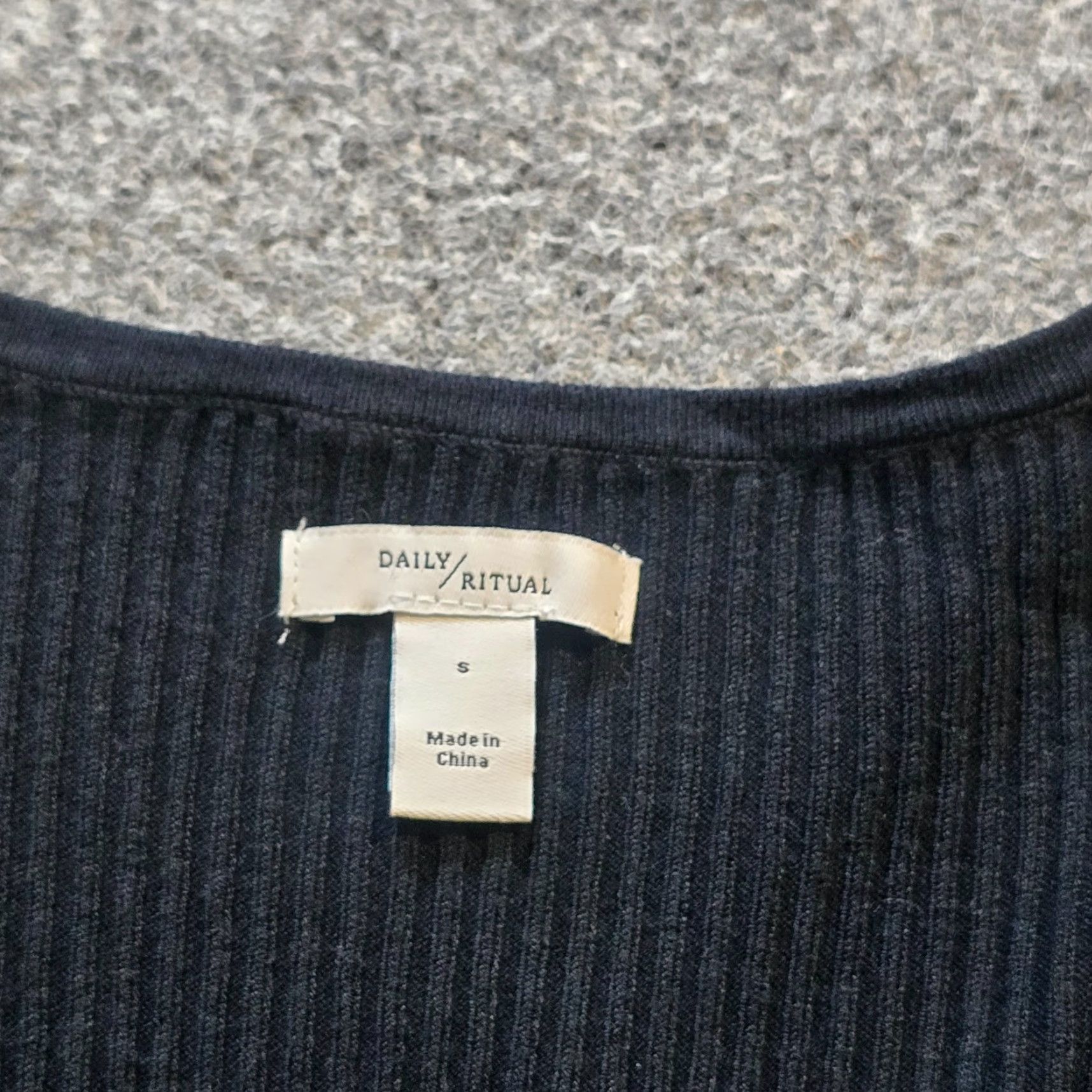 Vintage Daily Ritual Sweater Women Medium Black Ribbed Lightweight Knit Crew Neck Casual Shirt? Size M / US 6-8 / IT 42-44 - 3 Thumbnail