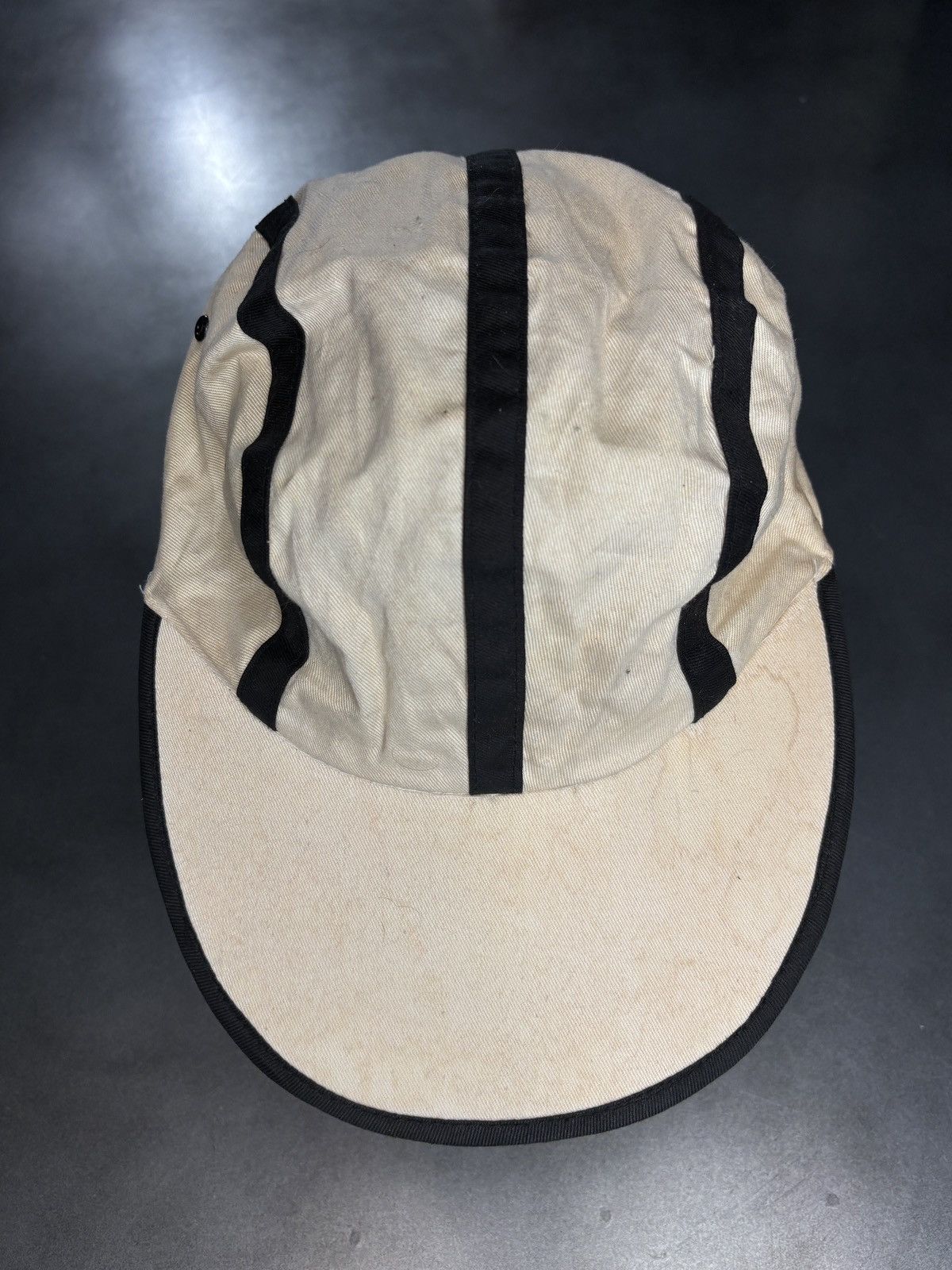 Vintage 1980s Vintage Hat Elastic Fitted Cap 1970s Stripe Long Brim Size ONE SIZE - 10 Thumbnail