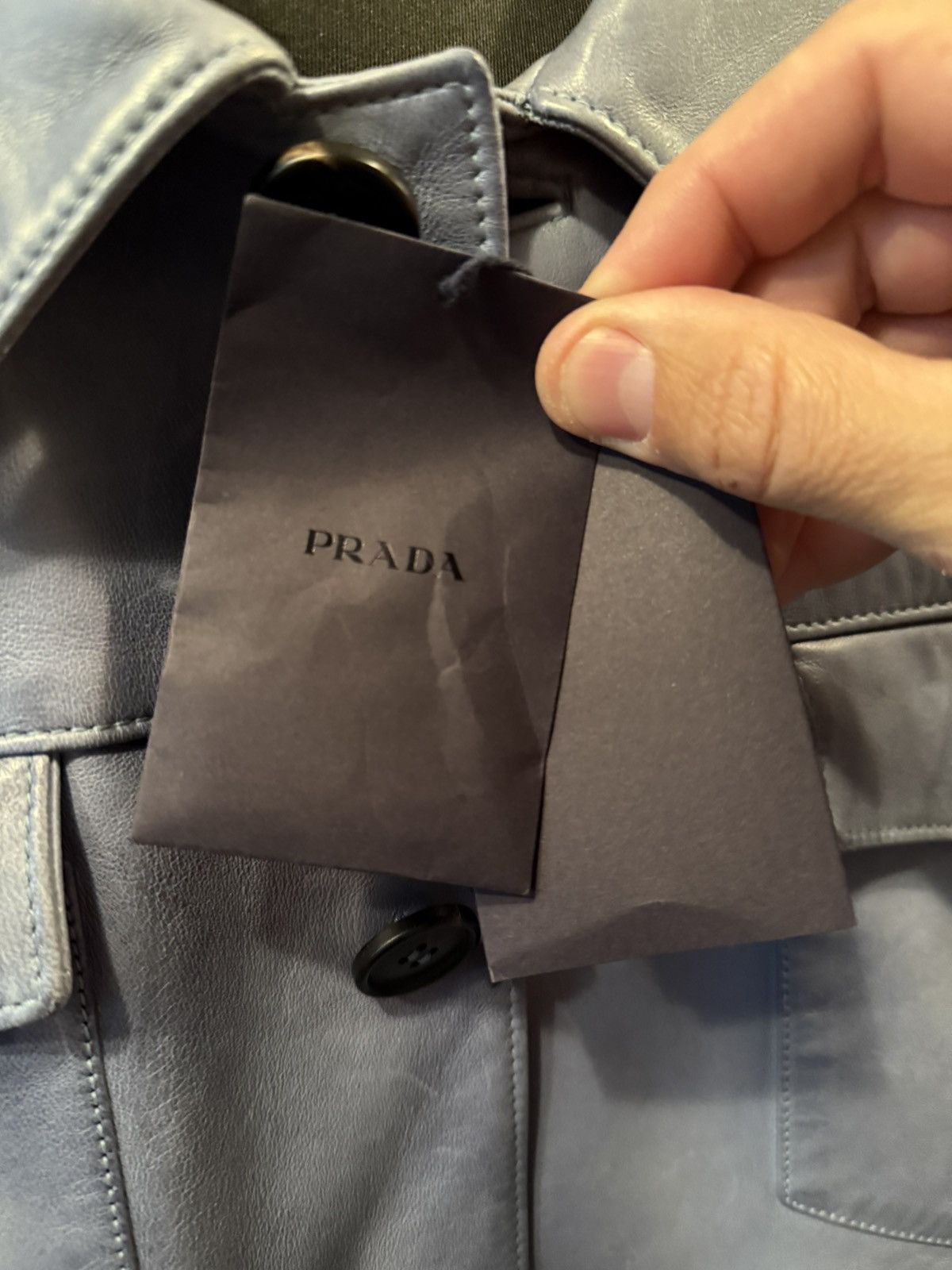 Prada HOLY GRAIL - Prada Runway Baby Blue Dream Leather Jacket 🏆 Size US L / EU 52-54 / 3 - 8 Thumbnail