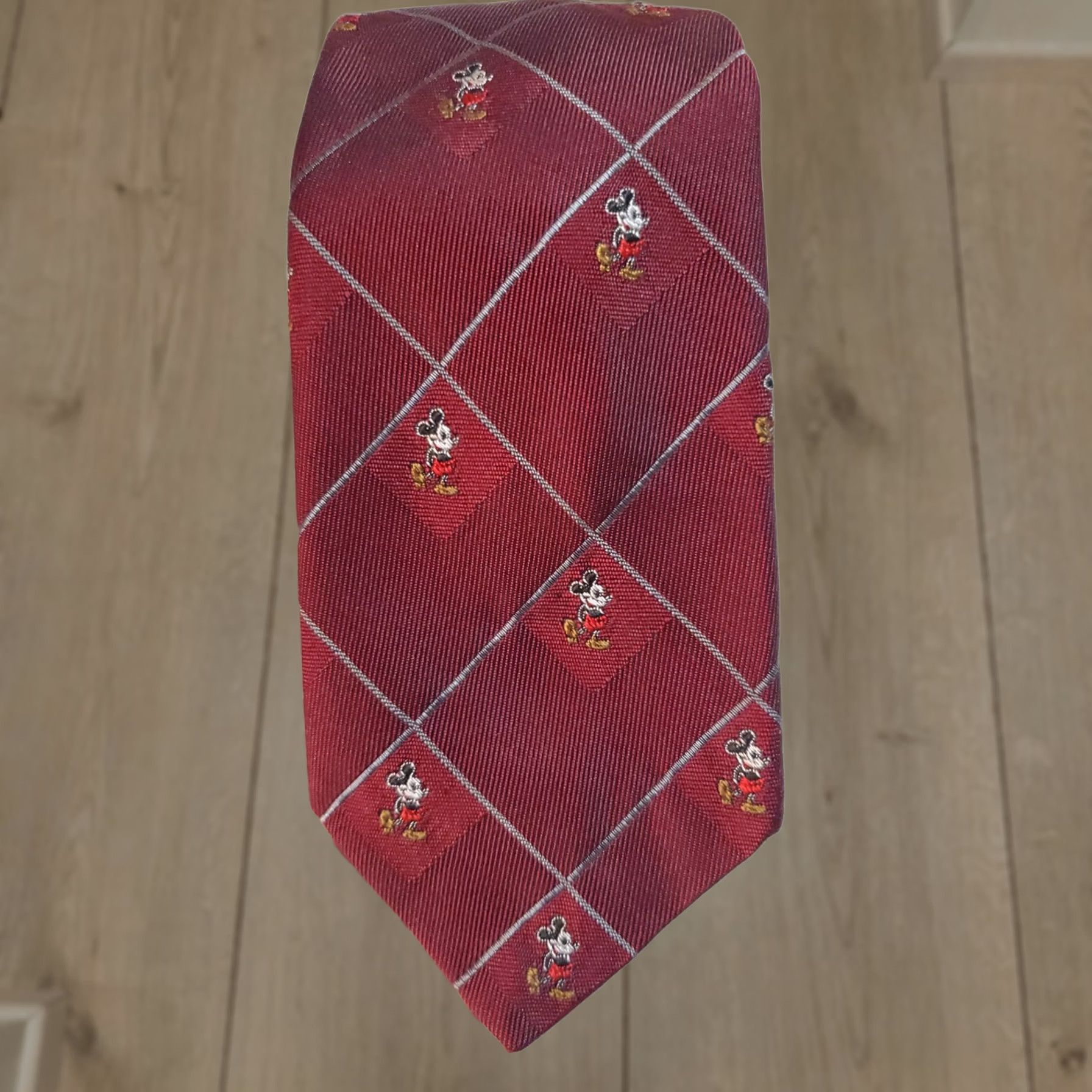Vintage Mickey Mouse Tie J.G.Hook Skinny Burgundy Men Neck Tie Disney 60% Silk 40% Polyester Short Size ONE SIZE - 1 Thumbnail