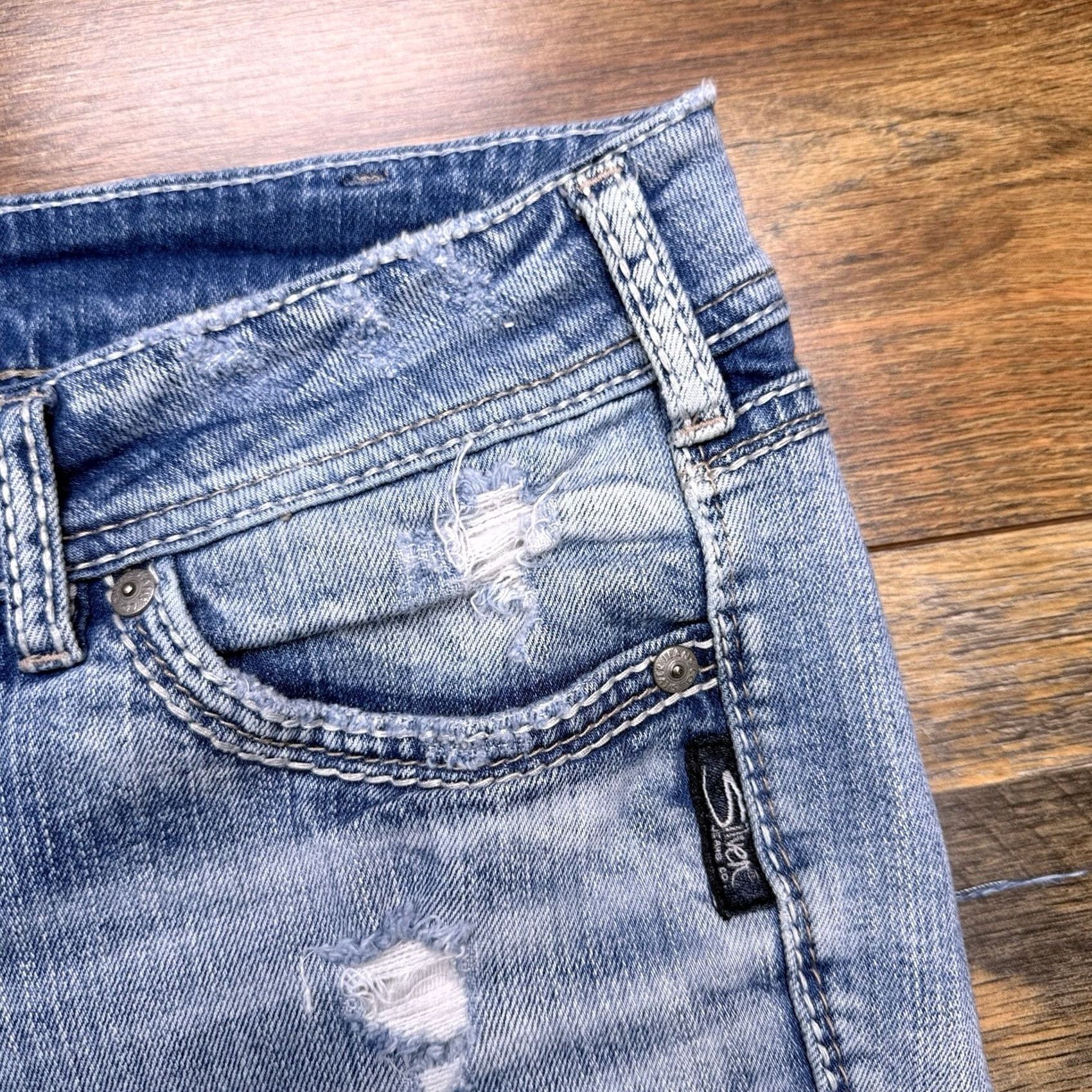 Silver Jeans Co. Silver Jeans Bermuda Shorts Womens W33 L11 Mid Rise Stretch Denim 5-Pocket Blue Cotton Elastane Regular Summer Size 24" / US 00 / IT 34 - 4 Thumbnail