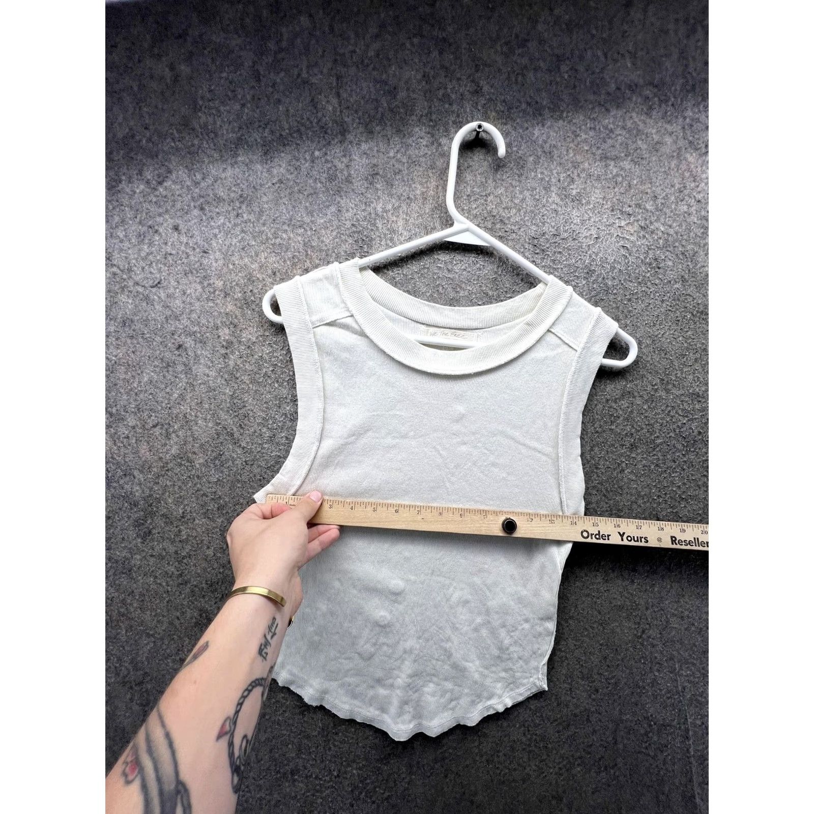 Free People Free People Tank Top Women Large White Cropped Crew Neck Knit Jersey We The Free Size L / US 10 / IT 46 - 4 Thumbnail