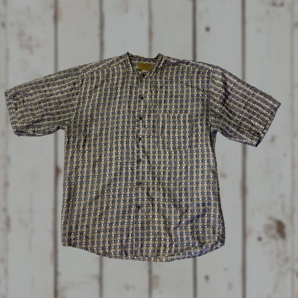Vintage VTG Utopia Blue Abstract Geometric Shirt Top Sz Large Funky Hip 90s Retro Rock USA Button-Up Short Sleeve Collared Silk Cotton Geometric Mens Size US L / EU 52-54 / 3 - 1 Thumbnail