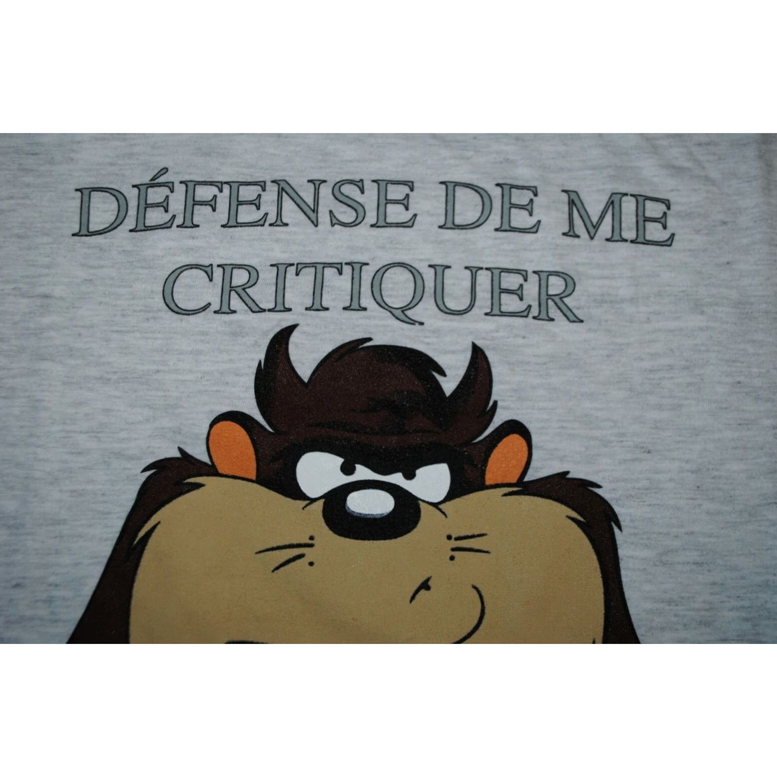 Vintage VINTAGE Looney Tunes WARNER BROS. DEFENSE DE ME CRITIQUER TAZ Gray LARGE Mens T-shirt 1997 90s Size US L / EU 52-54 / 3 - 2 Thumbnail