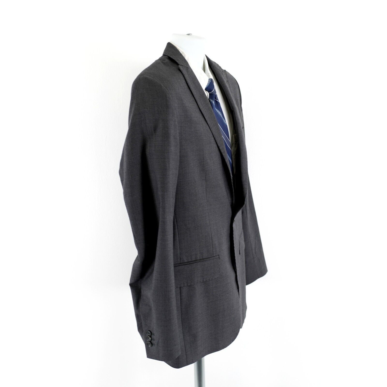 Banana Republic Banana Republic Tailored Fit Wool Gray Glen Plaid W/ Blue 1 Size 36R - 7 Thumbnail