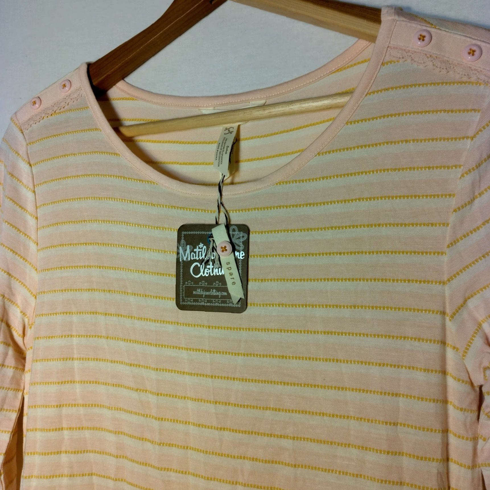 Vintage Matilda Jane Women's Long Sleeve Peplum Shirt S Pink Stripe Casual Knit Fall Spring Winter Size S / US 4 / IT 40 - 6 Thumbnail