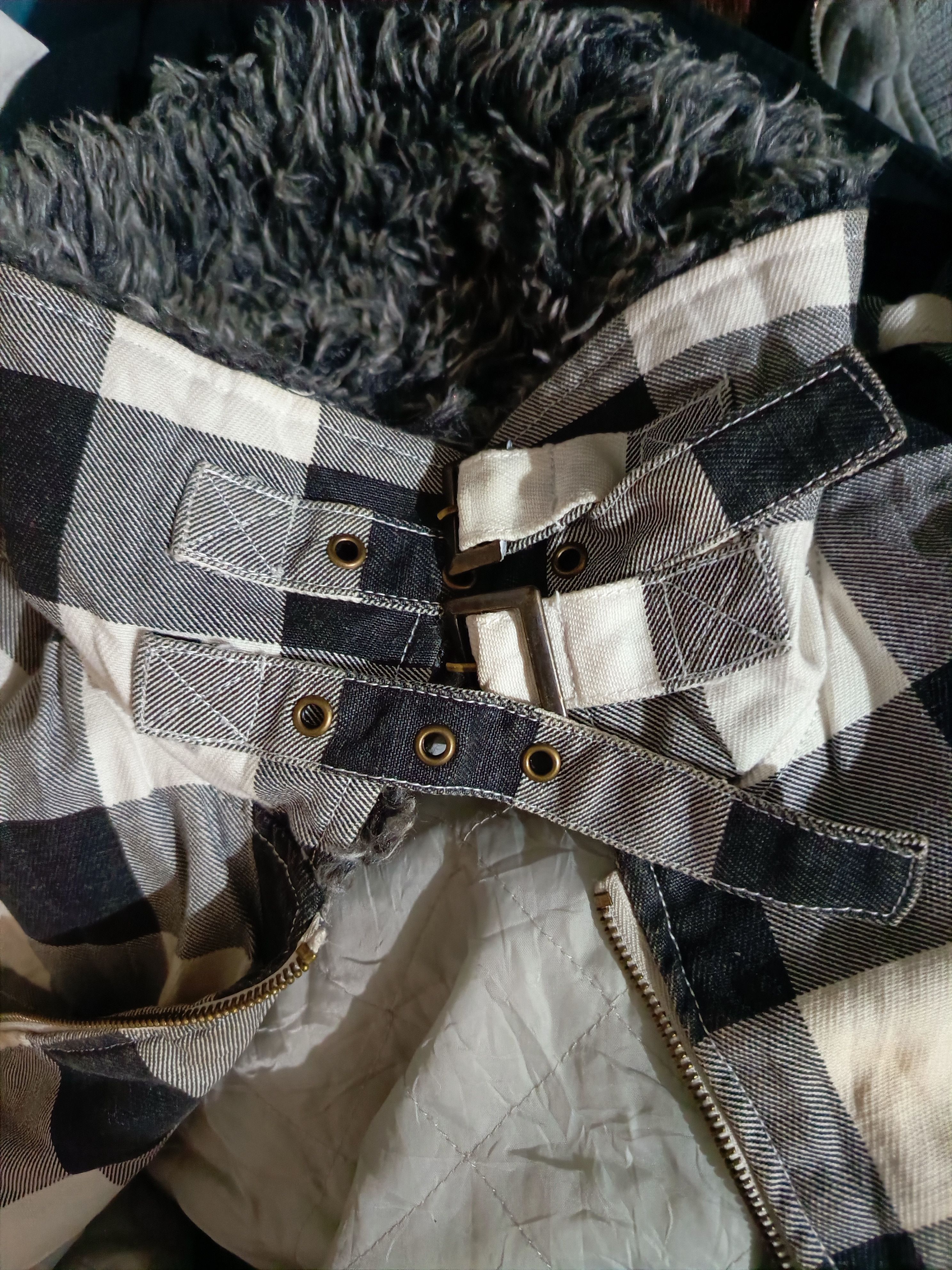 14th Addiction × Woolrich Woolen Mills Vintage Faux Fur Collar Checkered Detroit Jacket Size US L / EU 52-54 / 3 - 5 Thumbnail