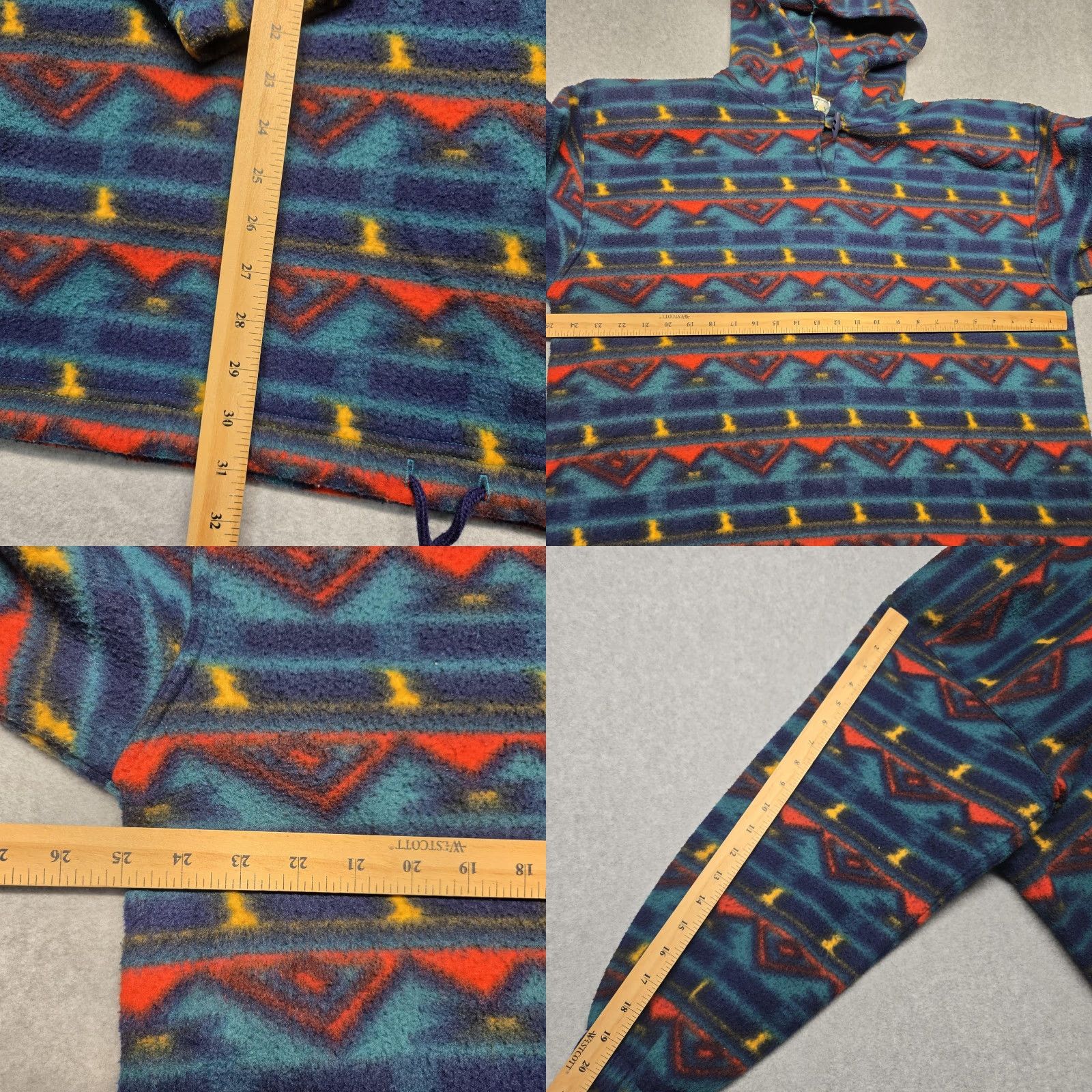 Vintage VINTAGE Malarkey Pullover Hoodie Mens Large Blue Fleece Aztec Pattern Hooded Drawstring Geometric Pattern Mens Size US M / EU 48-50 / 2 - 9 Thumbnail