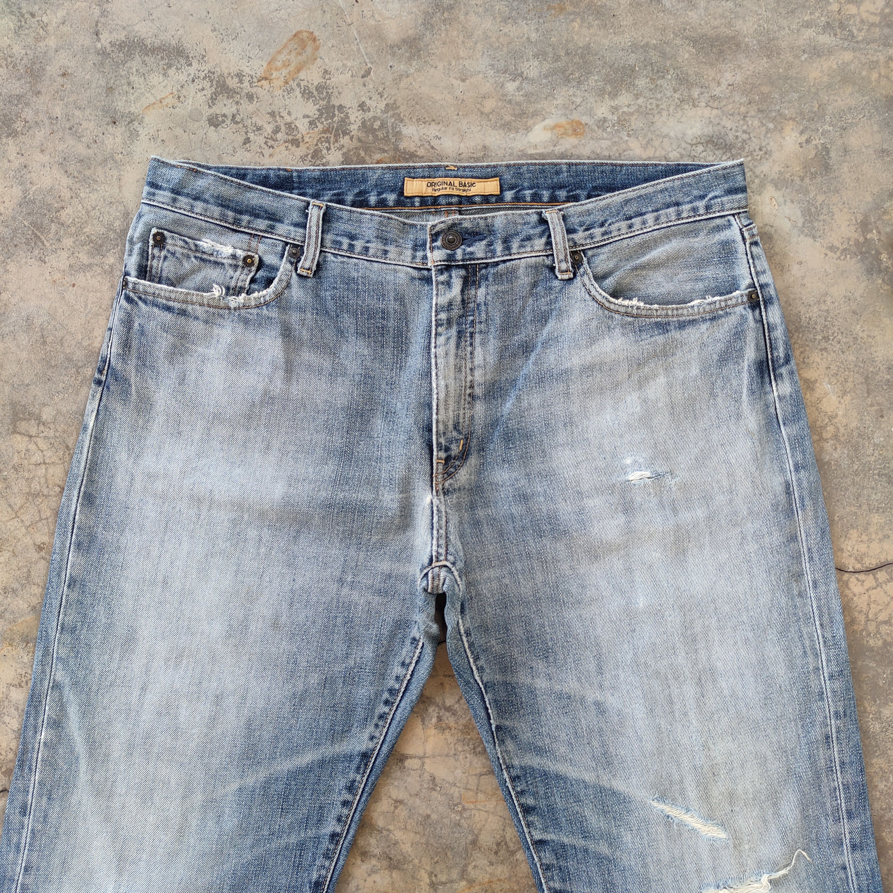 Japanese Brand × StraightFaded × Vintage W38 VINTAGE JAPANESE FADED RIPPED JEANS PANTS Size US 38 / EU 54 - 3 Thumbnail