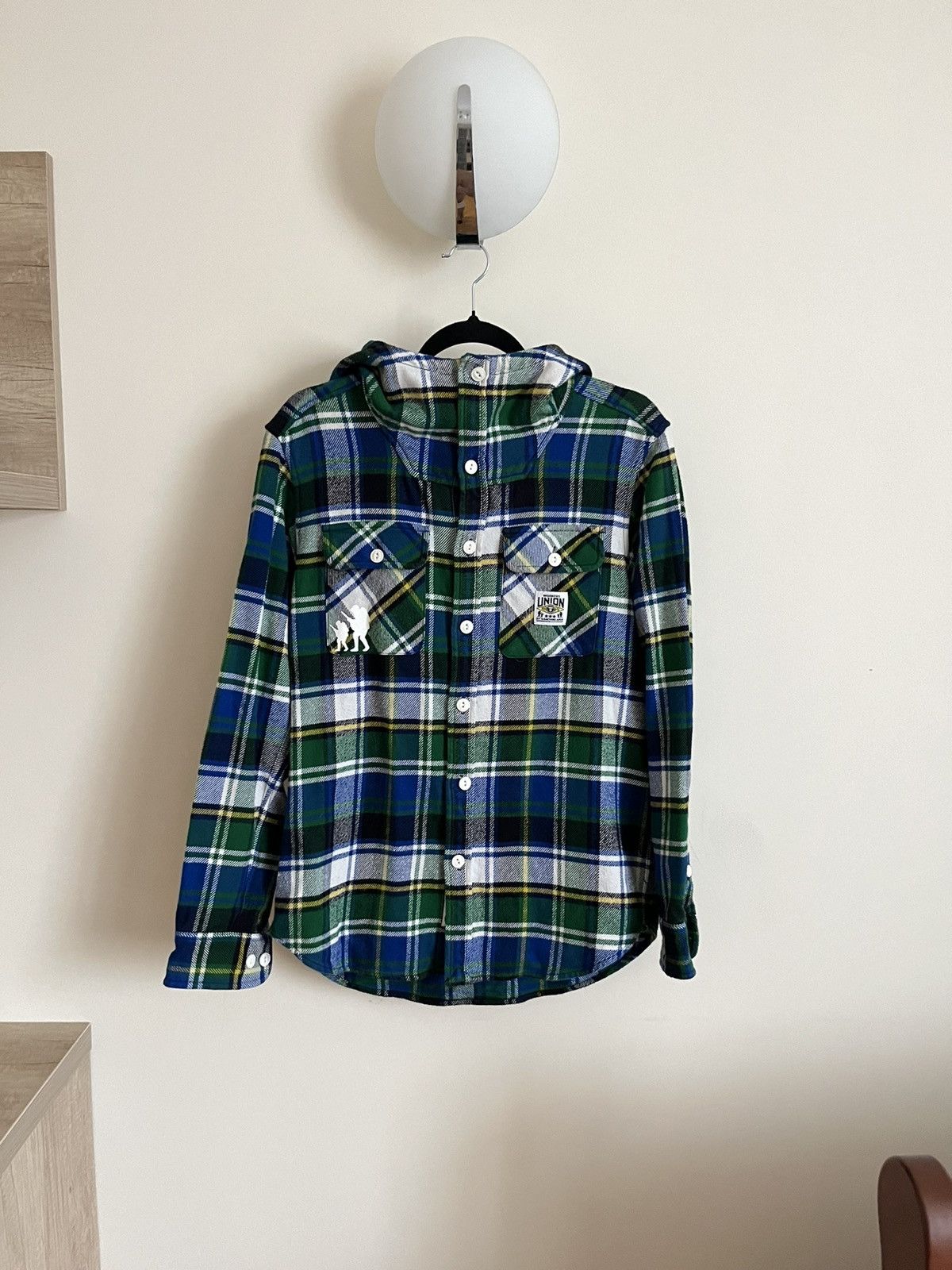 image of Aape By A Bathing Ape Worker's Union Flannel Shirt Hoodie, Men's (Size Medium)