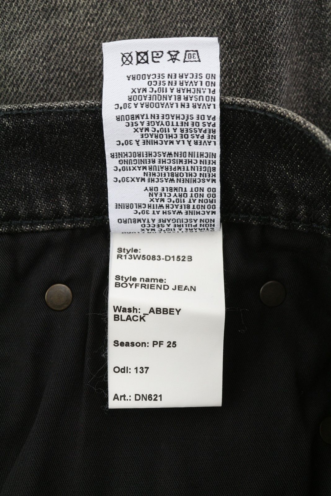 R13 BOYFRIEND 26 Distress Ripped Straight Abbey Black 84485 Size 26" / US 2 / IT 38 - 10 Thumbnail