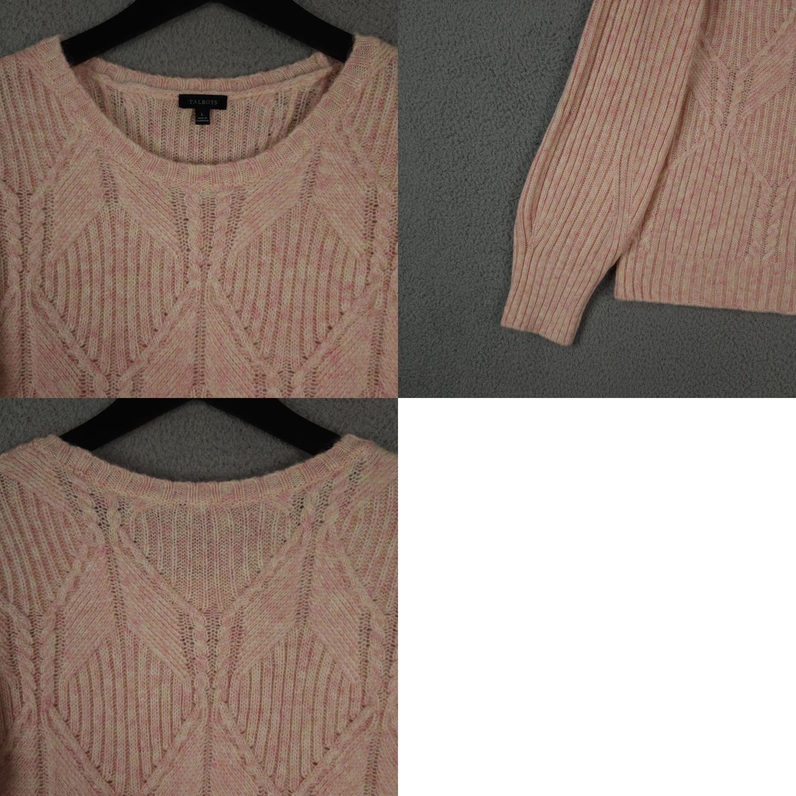 Talbots Talbots Sweater Adult L Pink Cable Knit Wool Blend Soft Knit Pullover Balloon Sleeve Size L / US 10 / IT 46 - 8 Thumbnail