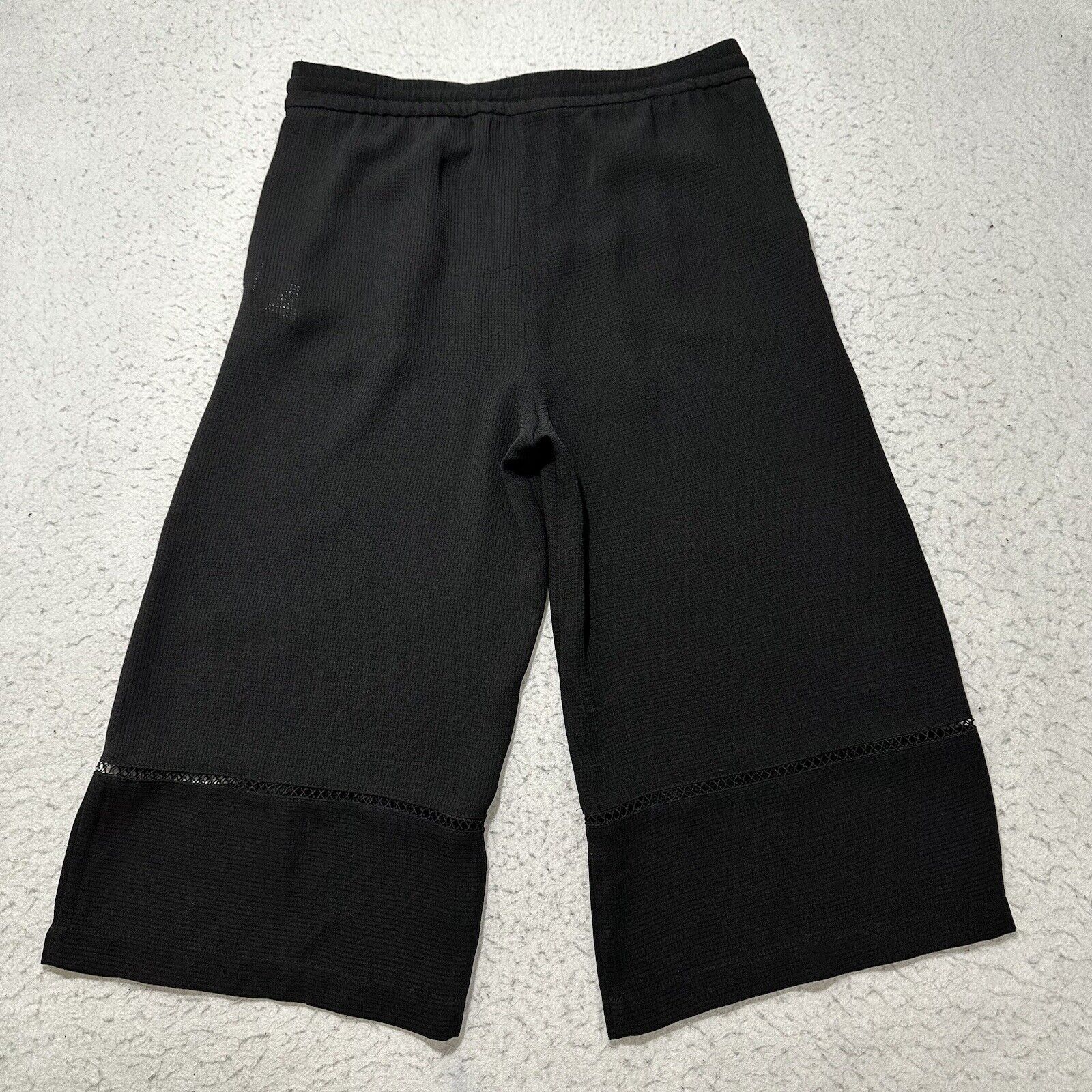 Zara Zara Small Wide Leg Capri Sweatpants Black Lightweight Pants Size 28" / US 6 / IT 42 - 6 Thumbnail