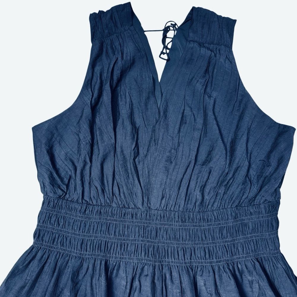 Elie Tahari NWT New $118 Tahari Smocked Waist Crinkle Maxi Navy Dress S Size XXL / US 16-18 / IT 52-54 - 3 Thumbnail