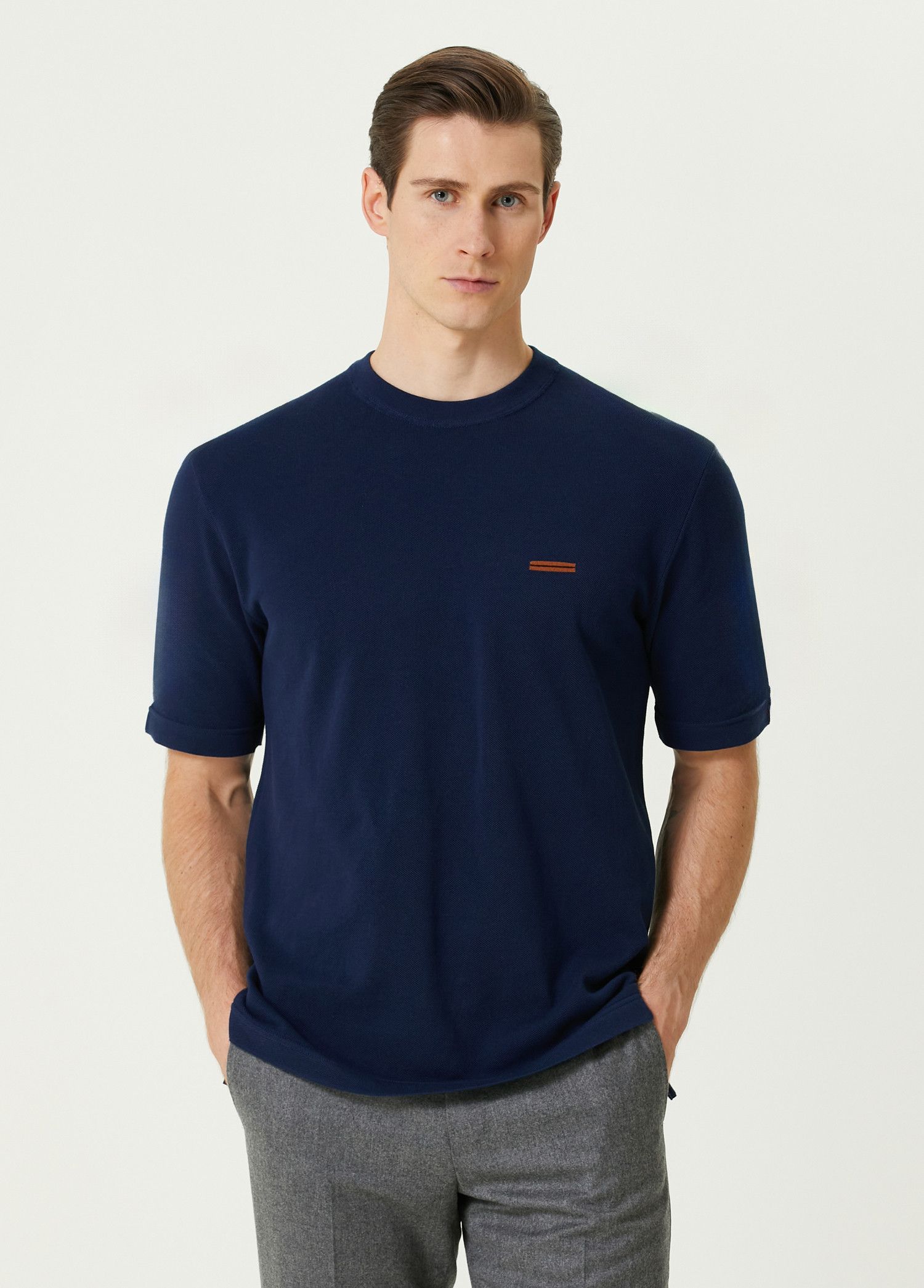 Ermenegildo Zegna ZEGNA blue knit classic cotton t-shirt Size 50 IT / Medium Size US M / EU 48-50 / 2 - 1 Thumbnail