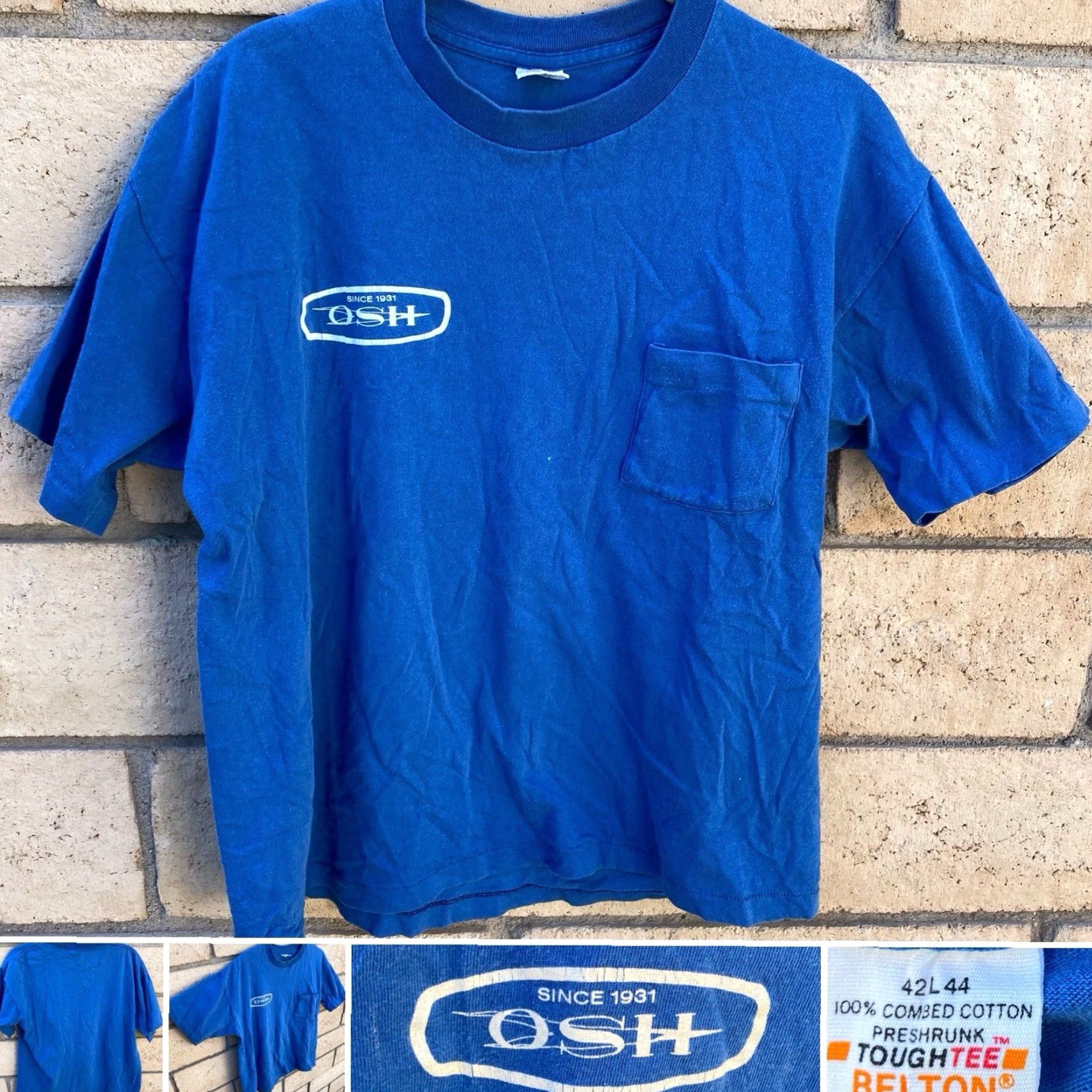 Vintage VINTAGE OSH Pocket Tee T-Shirt Blue L Men Small Stitch Since 1931 OSH Single Stitch Pocket Tee T-Shirt Orchard Suppy Hardware L Size US L / EU 52-54 / 3 - 2 Thumbnail