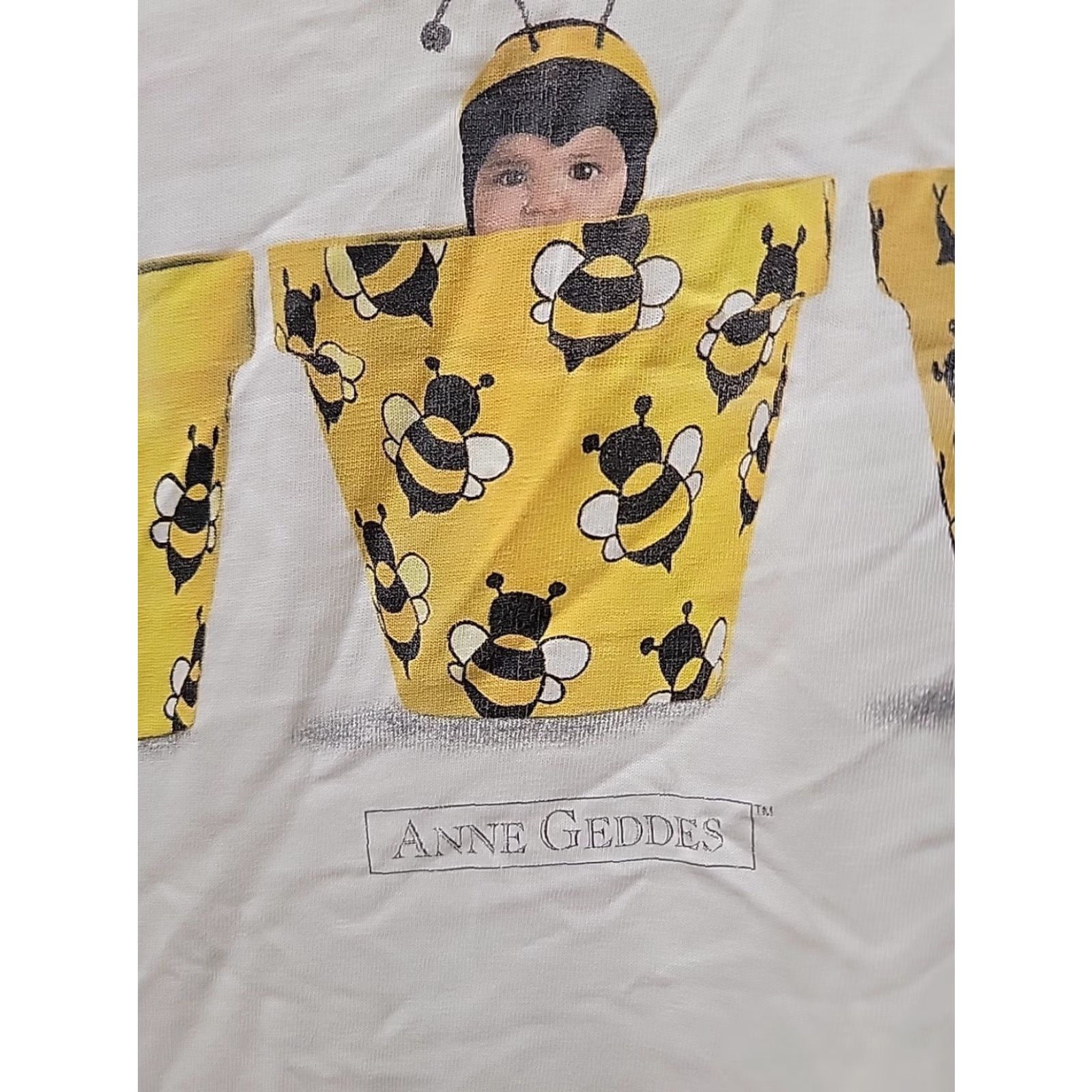 Hanes VINTAGE Anne Geddes Bumblebee Flower Pot Babies T-Shirt XL Men White Graphic Tee Hanes 100% cotton Short Sleeve Distressed Size US XL / EU 56 / 4 - 3 Thumbnail