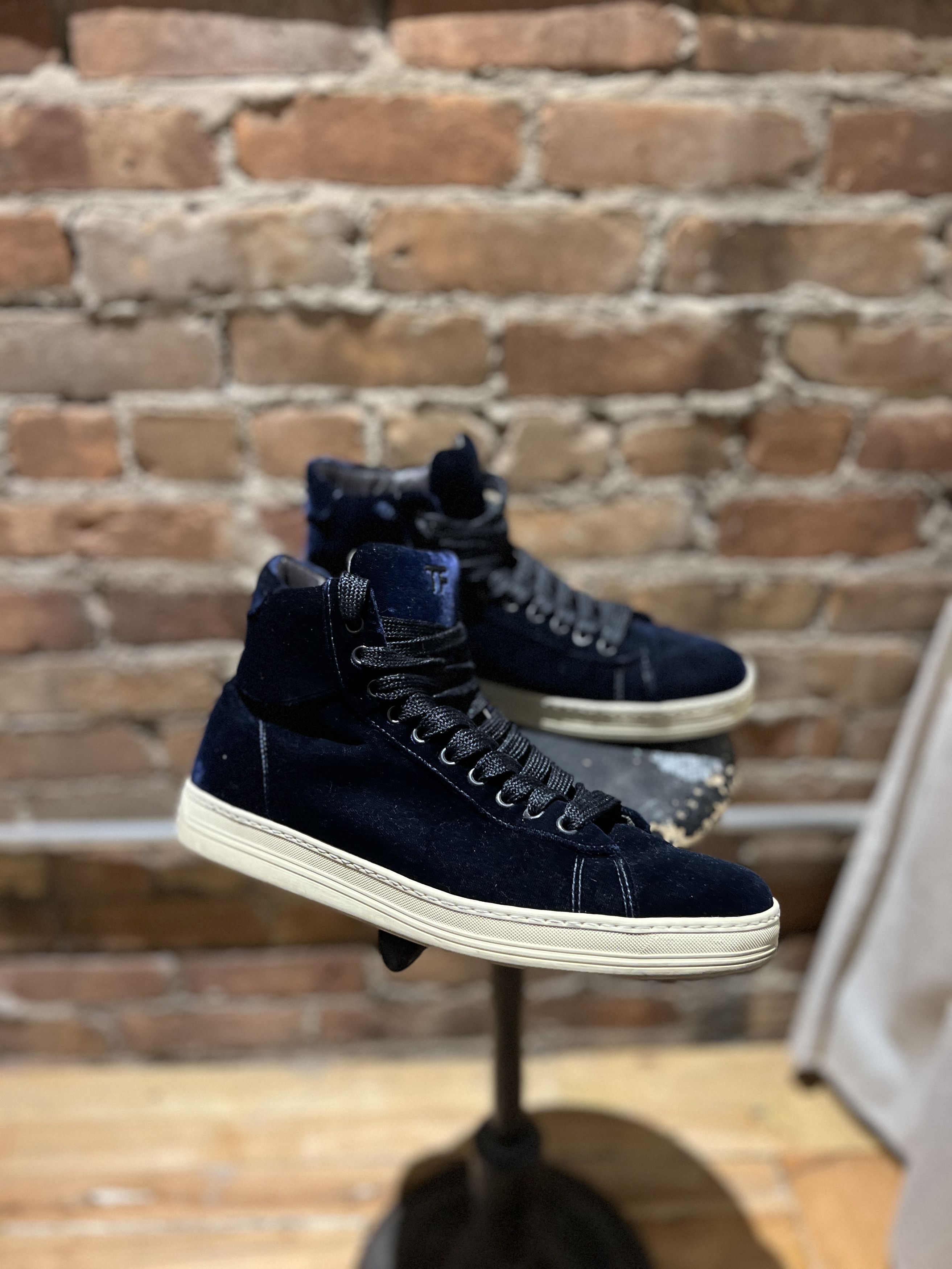Tom Ford Tom Ford Russel Velvet High-Top Sneakers – Navy | EU 41 Size US 8 / EU 41 - 3 Thumbnail