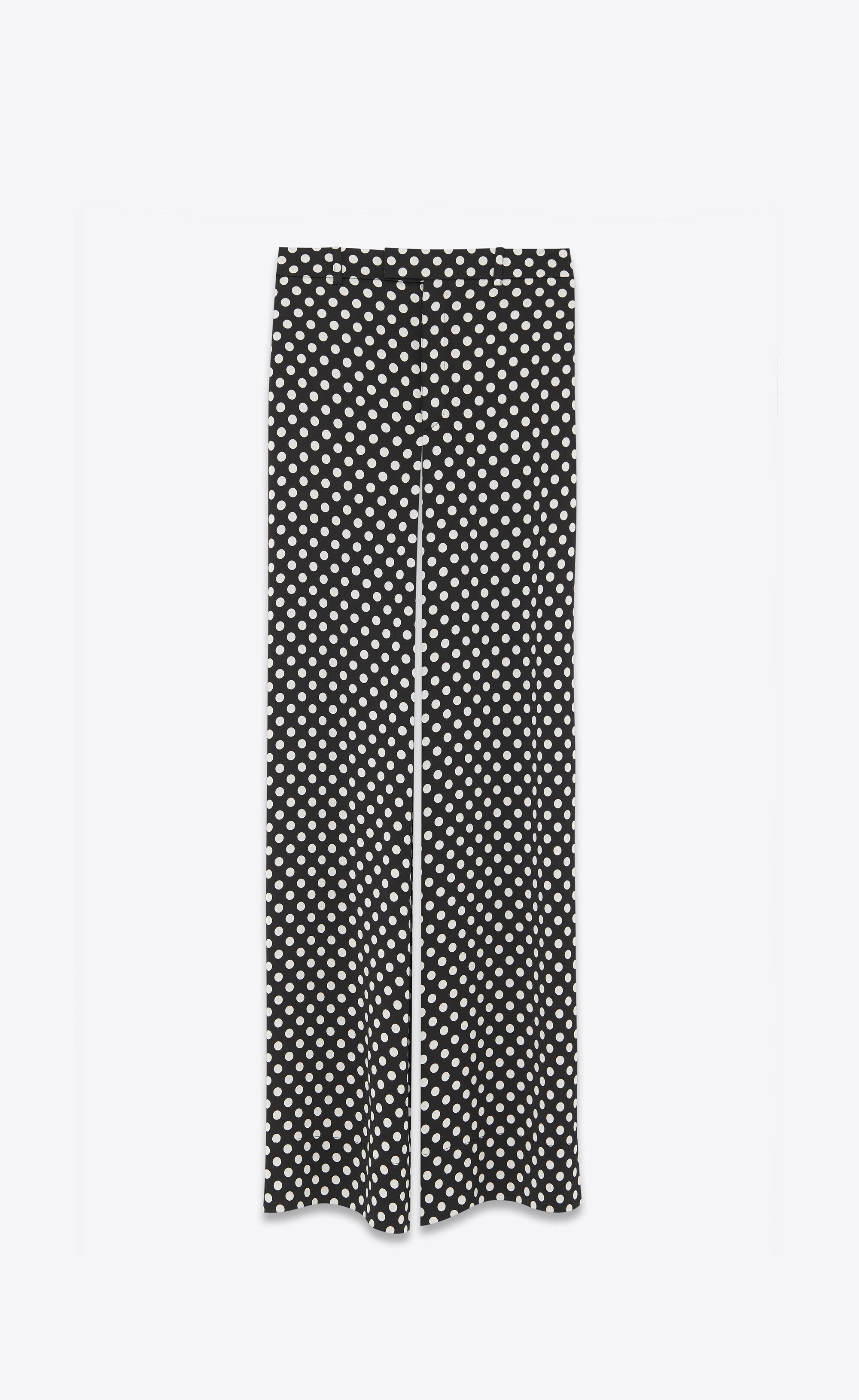 Saint Laurent Paris o1s1wg110125 744389 Large Pant in Satin in Black/White Size 28" / US 6 / IT 42 - 1 Thumbnail