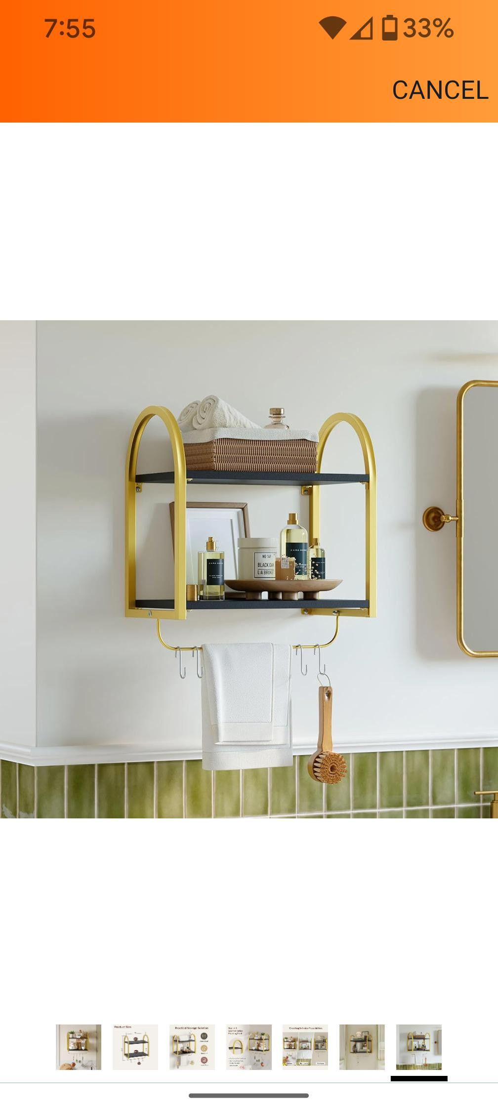 NBDN Nobrandedon Black Floating Shelves for Wall, 2 Tier Black Shelves, Gold Size ONE SIZE - 1 Thumbnail