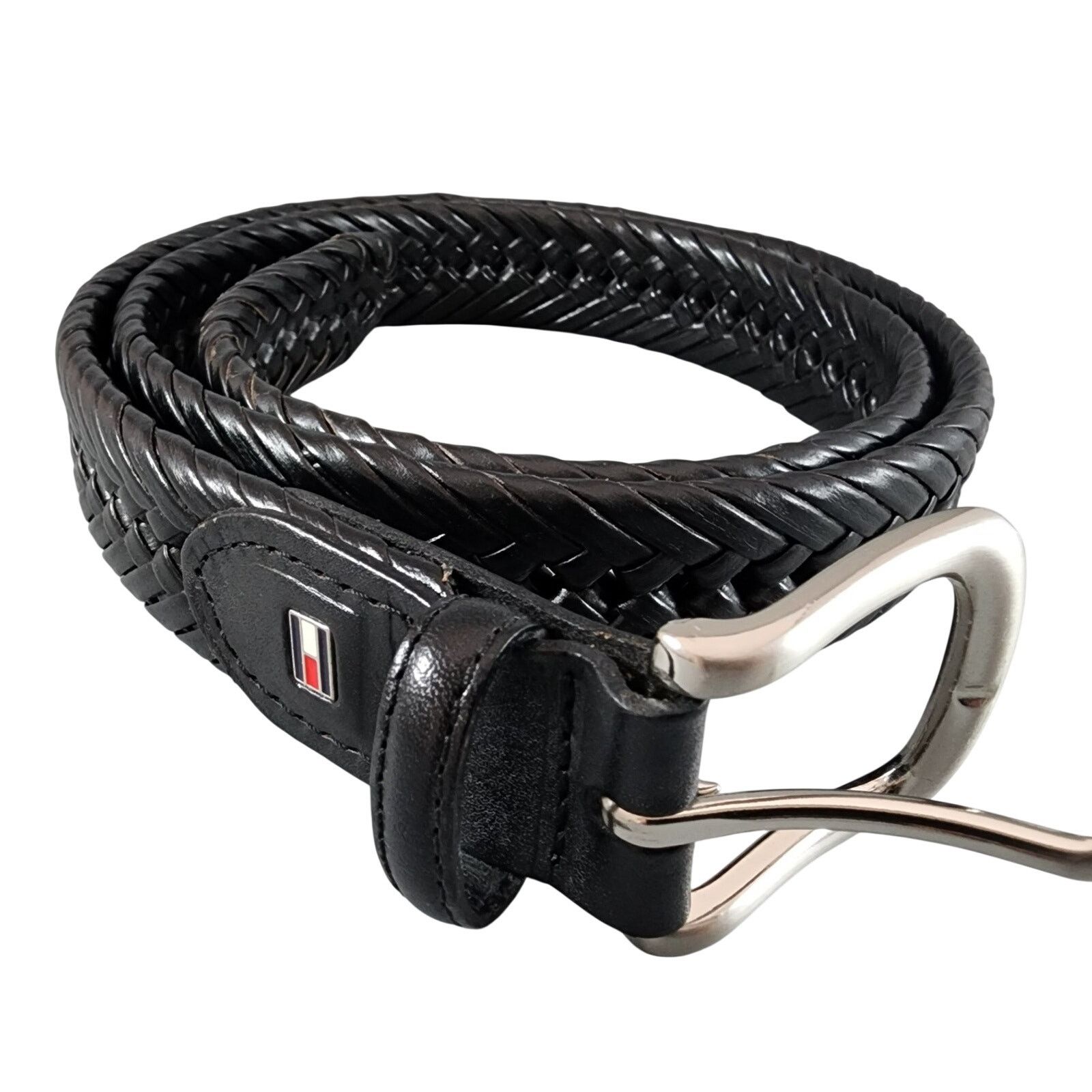 Tommy Hilfiger Tommy Hilfiger Men Leather Braided Belt Black 40 x 1-1/8" Size 40 - 1 Thumbnail