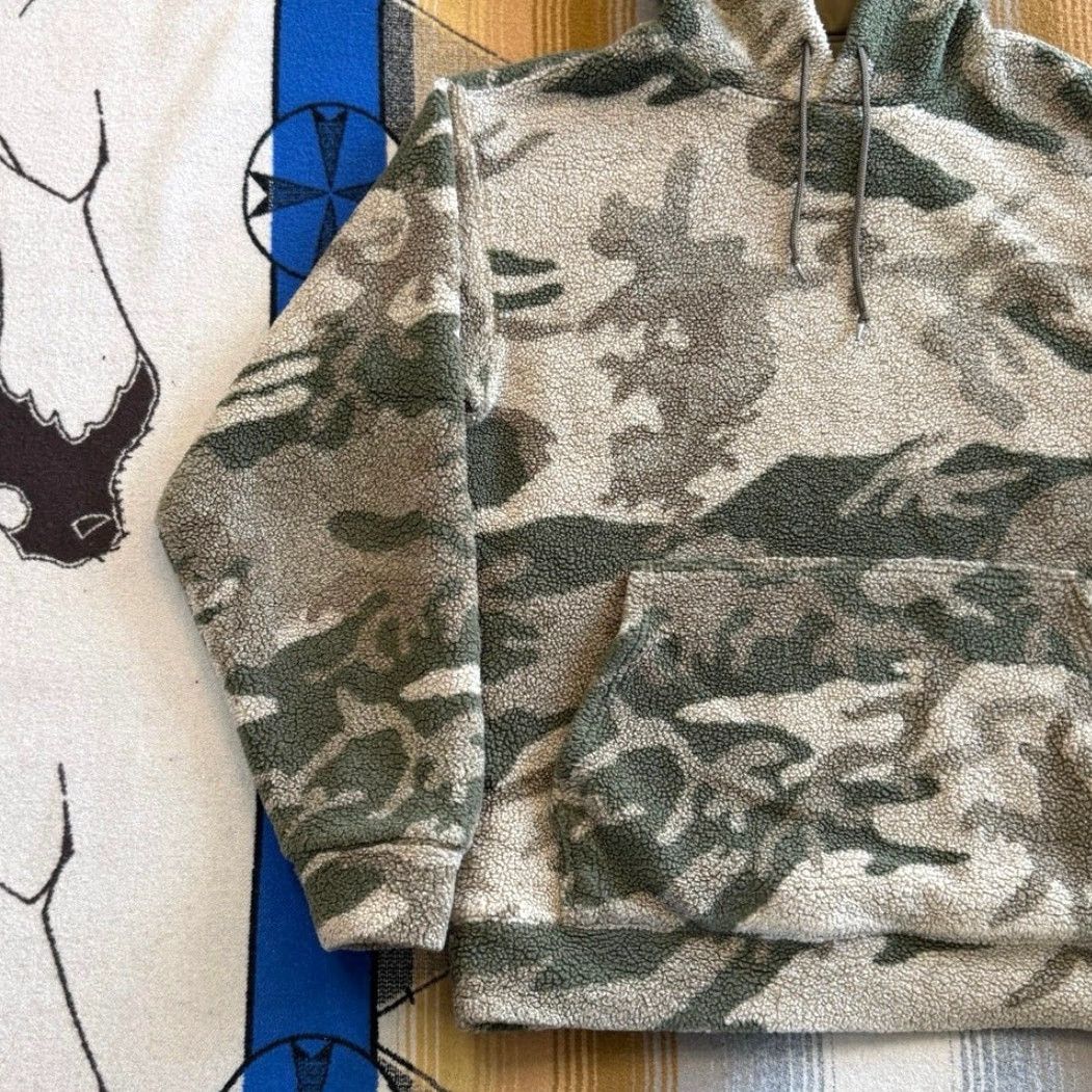 Vintage Cabela's Hoodie Mens M Brown Green Camo Berber Fleece Sweatshirt Hunting Outdoor Camouflage Pullover Long Sleeve Beige Size US M / EU 48-50 / 2 - 7 Thumbnail