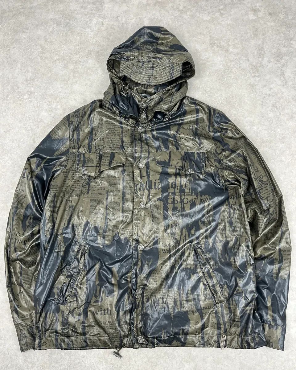John Galliano John Galliano Iconic Newspaper Print Hooded Jacket