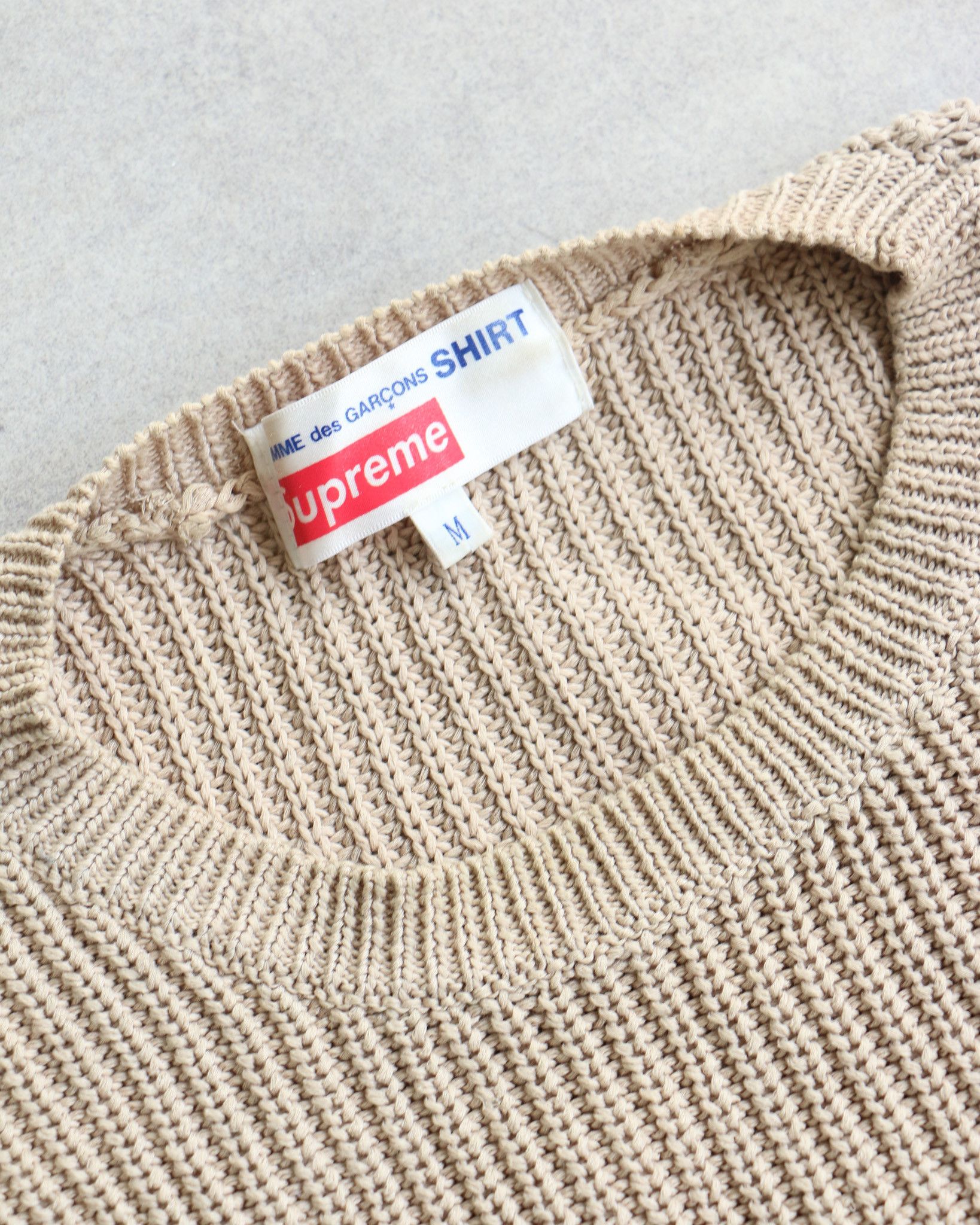 Comme des Garcons SHIRT × Supreme Supreme Comme Des Garcons Knit Sweater Beige Size US M / EU 48-50 / 2 - 4 Thumbnail