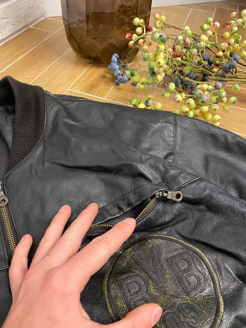 Vintage Rare Vintage Borussia Mönchengladbach Leather Bomber 90s Size US L / EU 52-54 / 3 - 17 Thumbnail