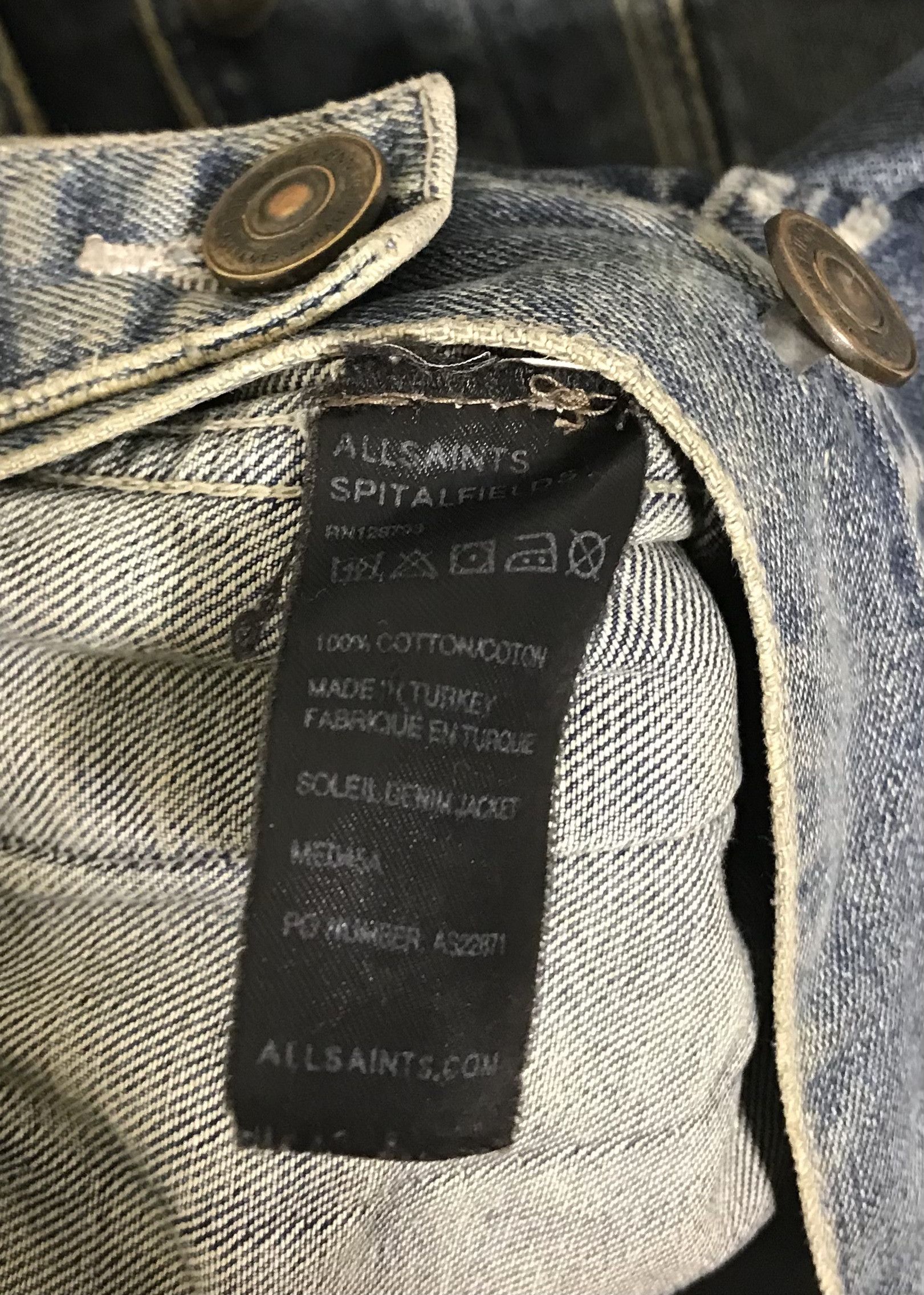 Allsaints Allsaints Soleil Denim Jacket Washed Ripped Mens Sz M Size US M / EU 48-50 / 2 - 6 Thumbnail
