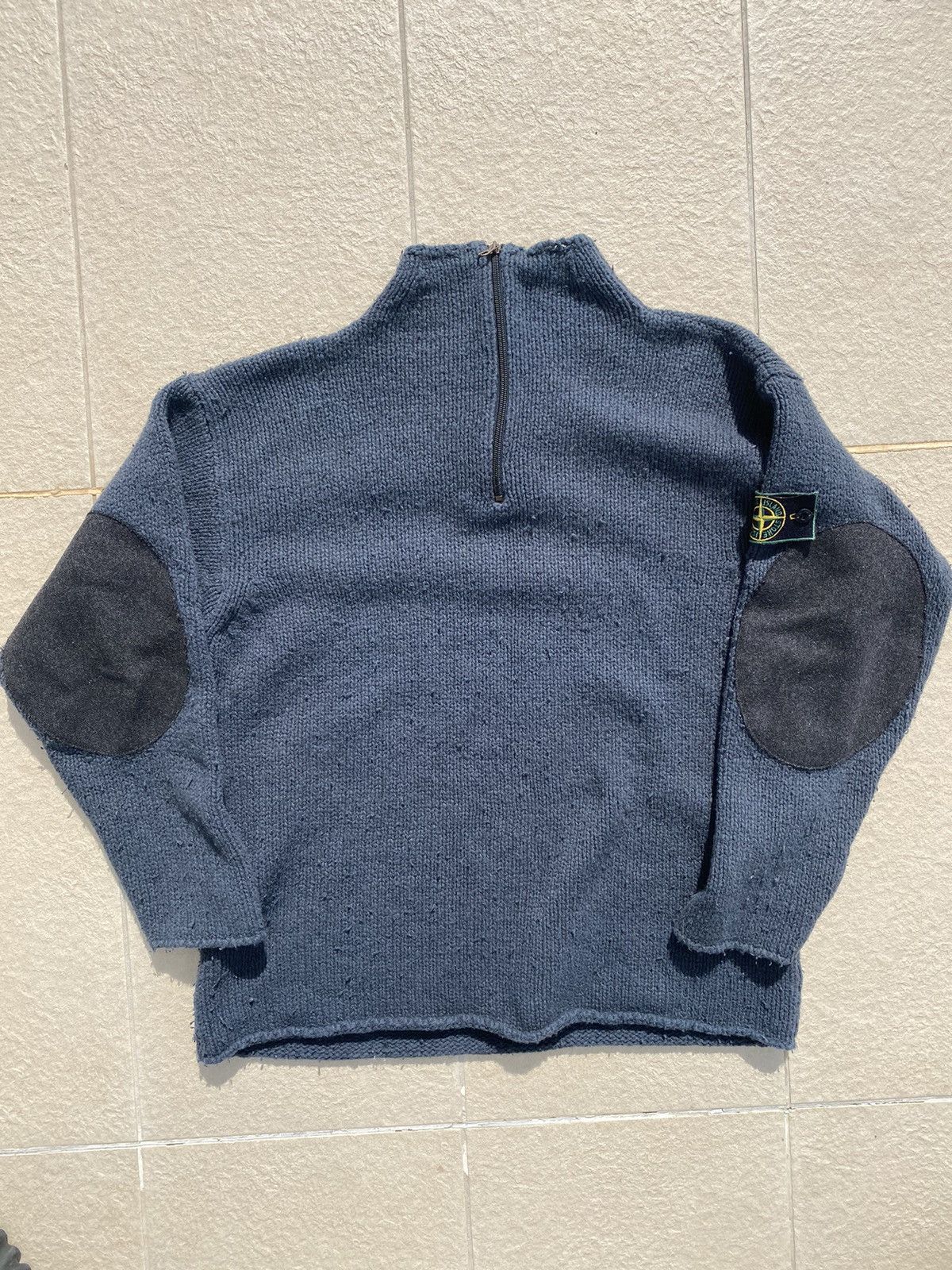 Massimo Osti × Stone Island AW/1994 Stone Island Quater Zip Knit Sweater Size US M / EU 48-50 / 2 - 4 Thumbnail