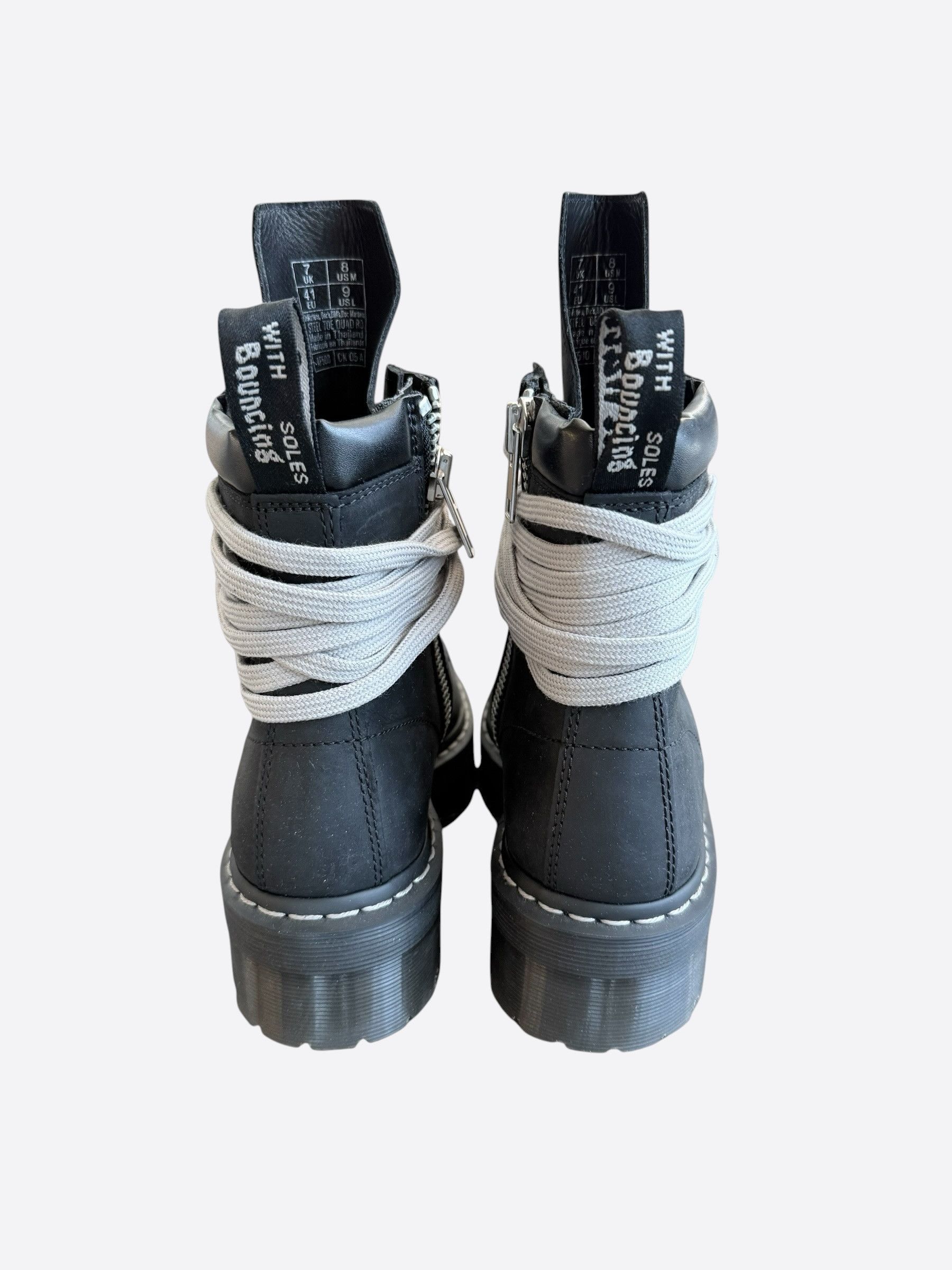 Rick Owens Dr. Martens Black Quad Sole Steel Toe Combat Boots Size US 8 / EU 41 - 4 Thumbnail