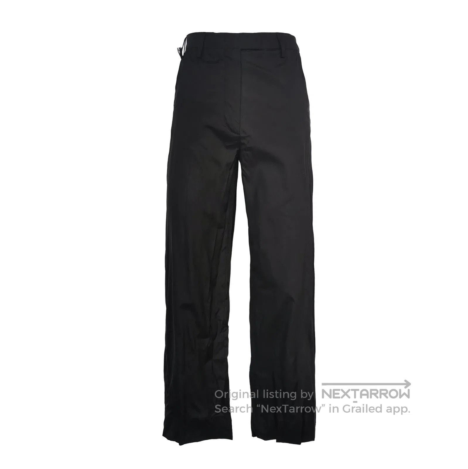 Prada Prada Solid Black Silk Triangle Logo Trousers . Size 35" - 1 Thumbnail