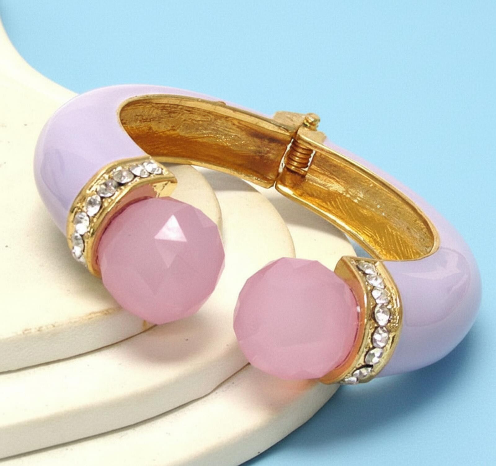 Epic Threads Purple and Pink Crystal Accent Bangle Bracelet Size ONE SIZE - 1 Preview