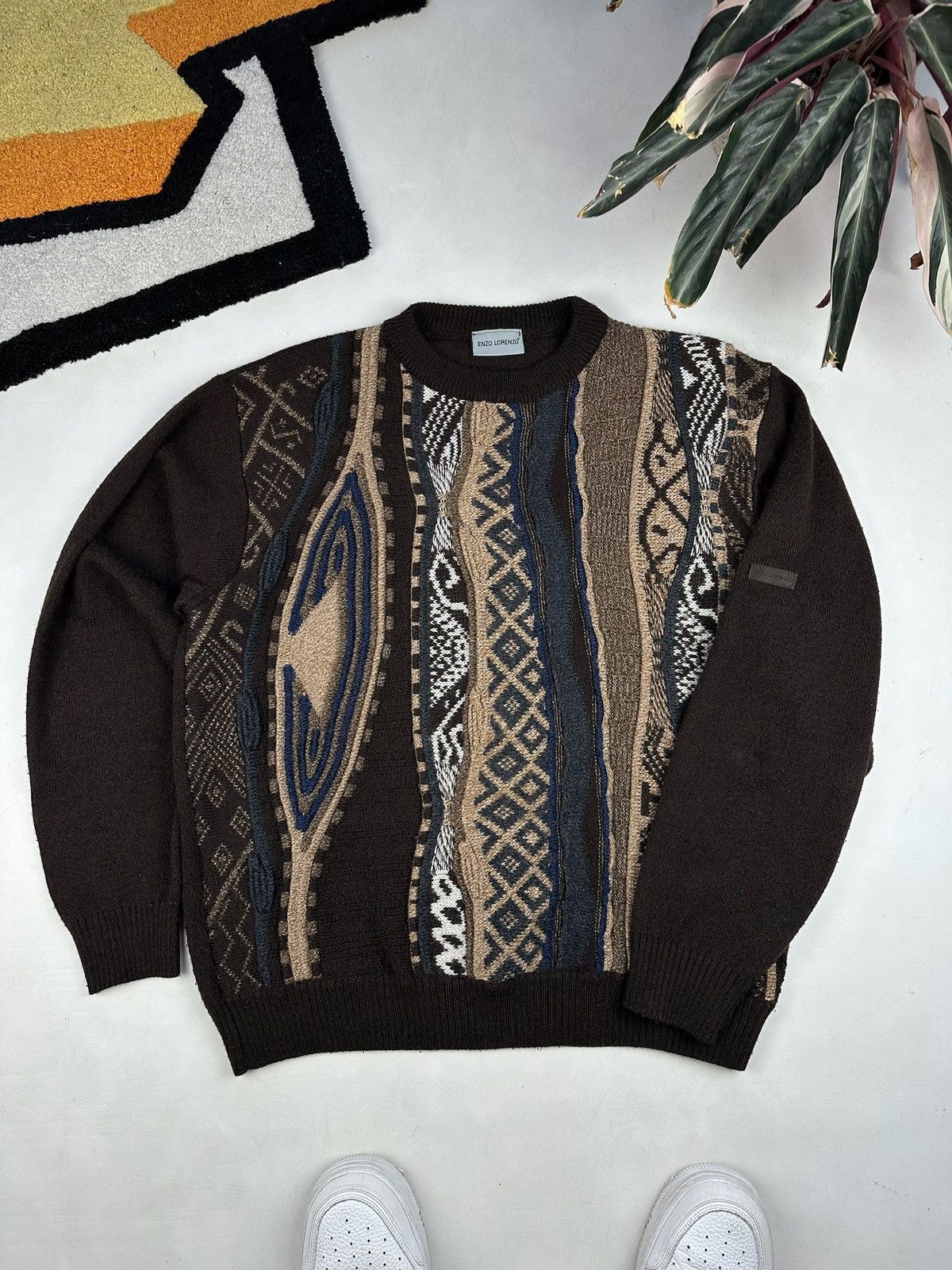 Japanese Brand × Vintage Vintage Coogi Style Boxy Knit Sweater M-L Size US L / EU 52-54 / 3 - 8 Thumbnail
