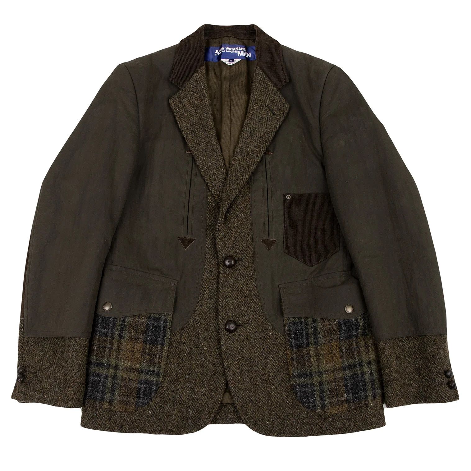 Junya Watanabe T Jacket in Khaki with Mixed Fabrics Size US S / EU 44-46 / 1 - 1 Thumbnail