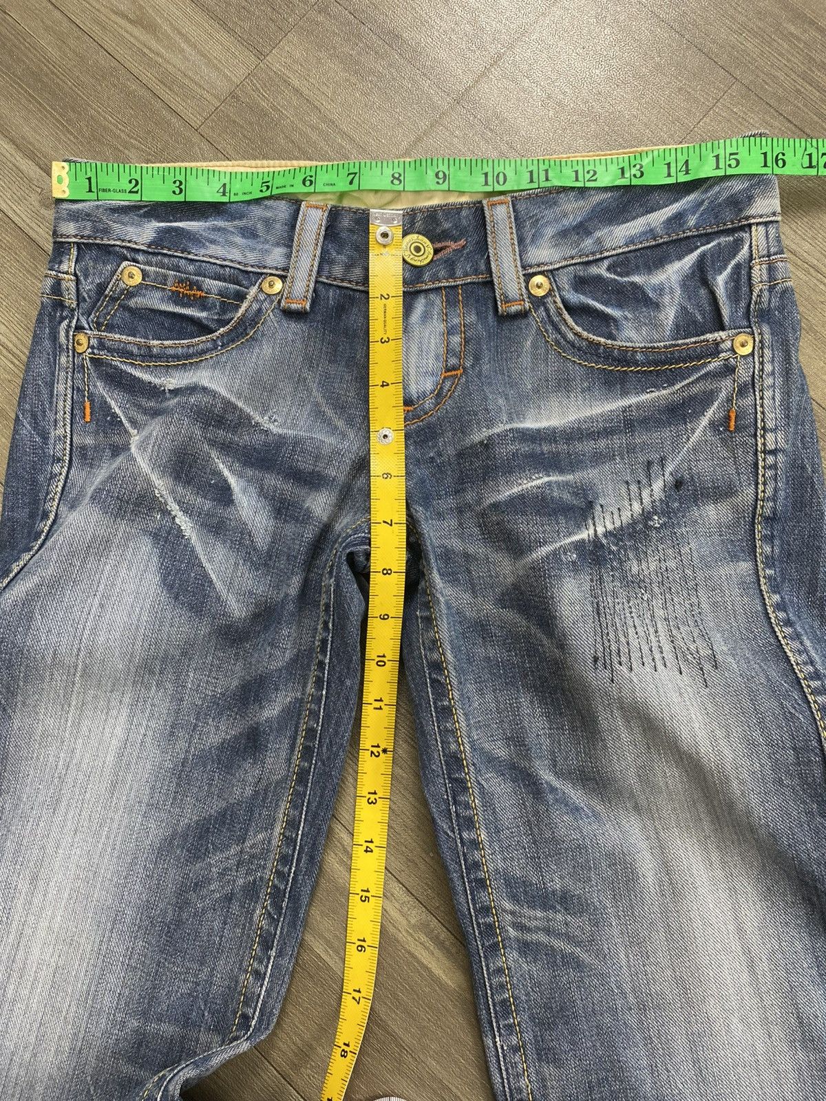 If Six Was Nine 2000s Venus Edwin Distressed Punk Faded Bootcut Flared Jeans Size US 30 / EU 46 - 17 Thumbnail