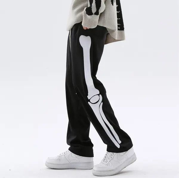 VIBE Skeleton Graphic Patch Black Sweatpants Size US 32 / EU 48 - 5 Thumbnail