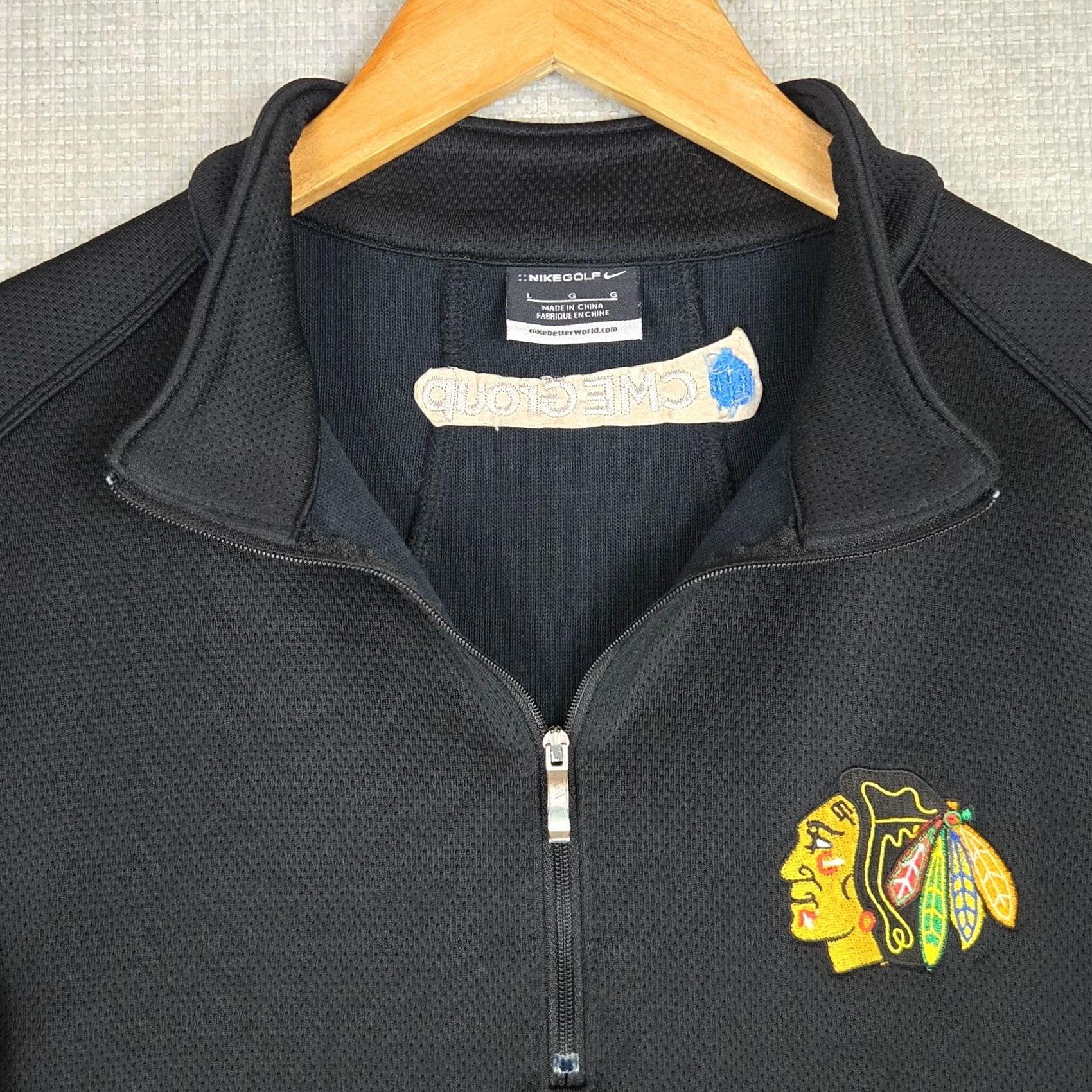 Nike NIKE GOLF x BLACKHAWKS Mens Large Thick Cotton/Poly Sweatshirt Pullover 1/4 Zip Size US L / EU 52-54 / 3 - 2 Thumbnail