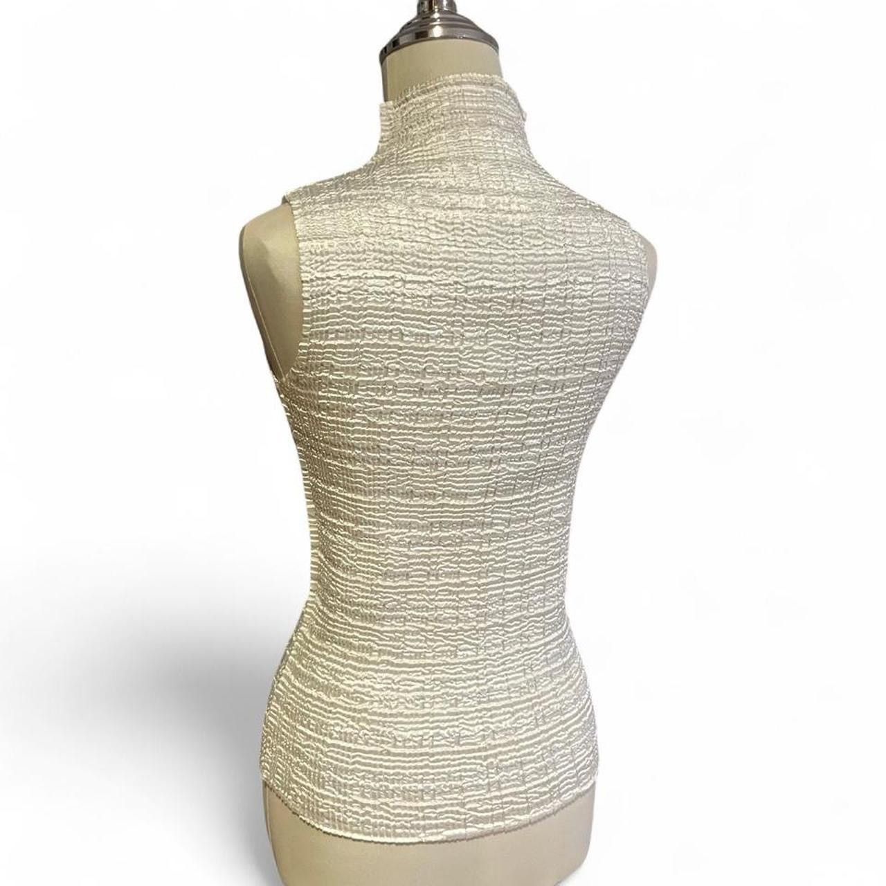 Other Y2K Ivory Pleated Crinkle Satin Stretchy high neck top Size S / US 4 / IT 40 - 6 Thumbnail