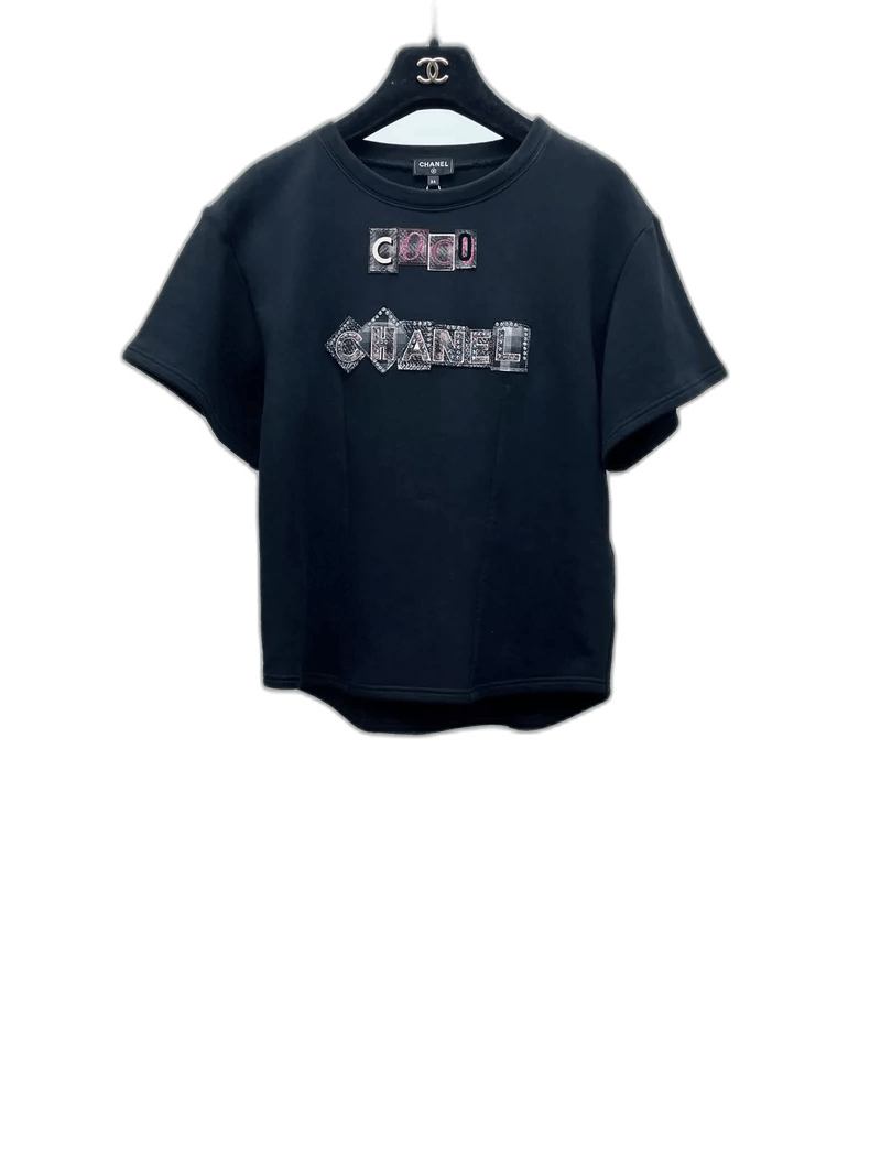 Chanel Chanel Black Short Sleeve Graphic T-Shirt Size S / US 4 / IT 40 - 1 Thumbnail