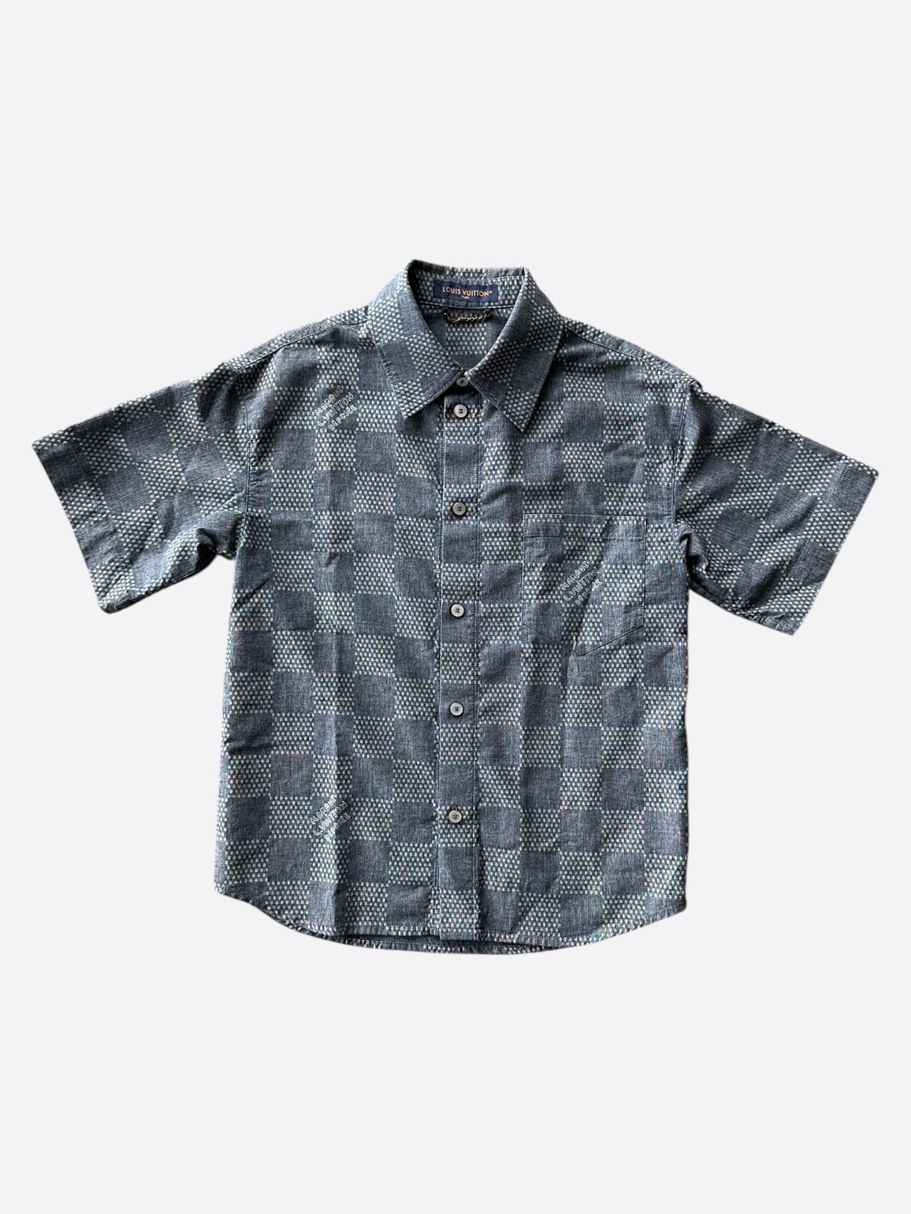 Louis Vuitton Louis Vuitton Blue & White Damier Denim Button Up Shirt Size US XS / EU 42 / 0 - 1 Thumbnail